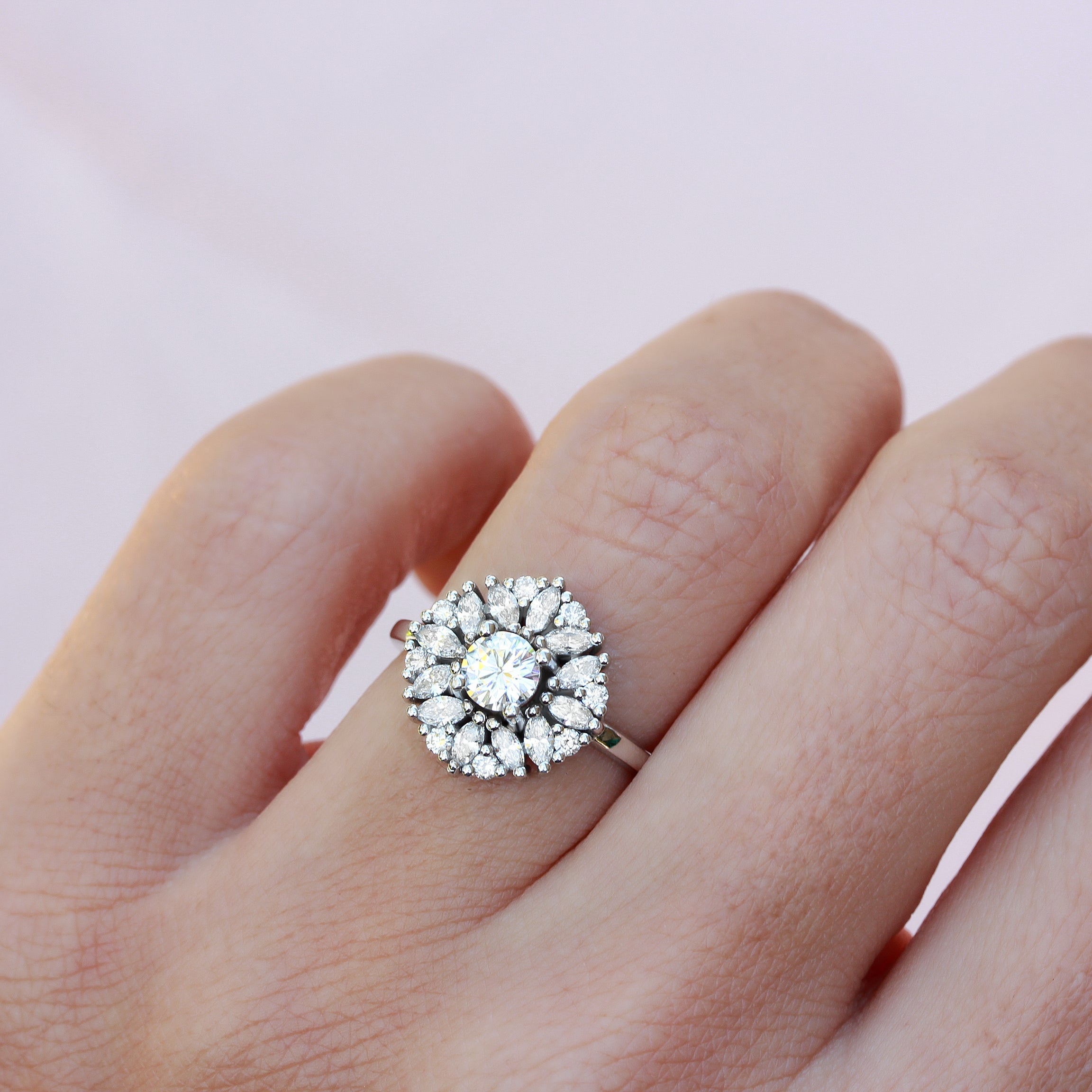 Delicate round cut art deco diamond engagement ring, Harper - Ready to ship in 14K white gold & size 6.5 ♥