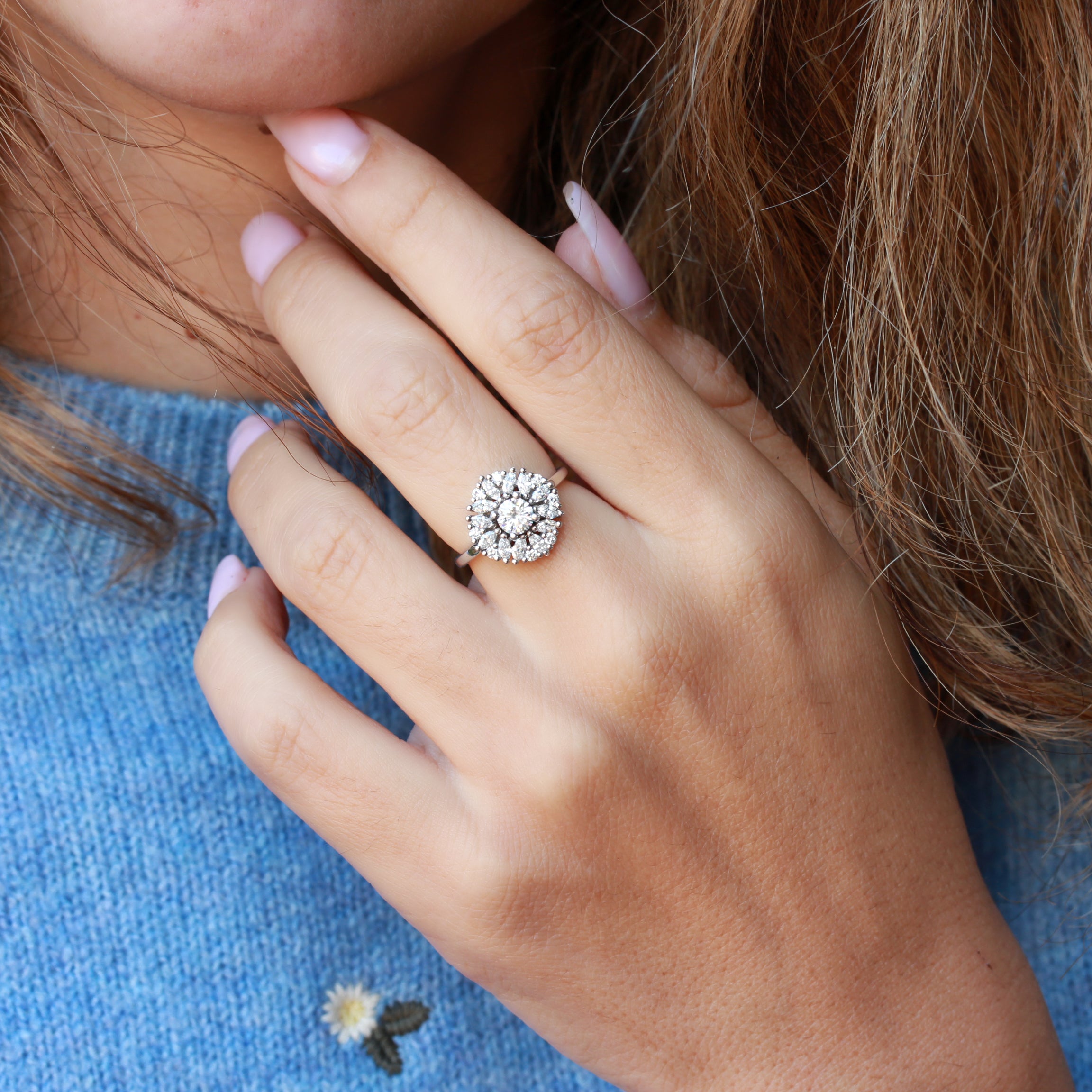 Delicate round art deco diamond engagement ring - "Harper" ♥