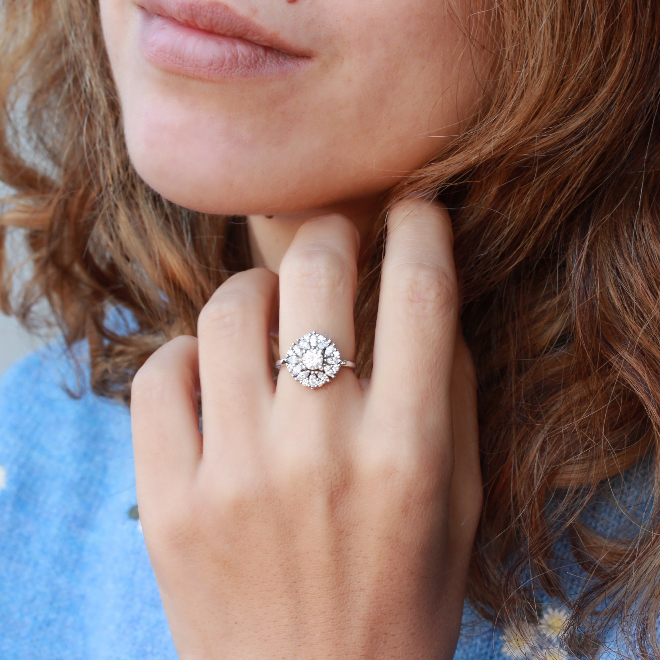 Delicate round art deco diamond engagement ring - "Harper" ♥