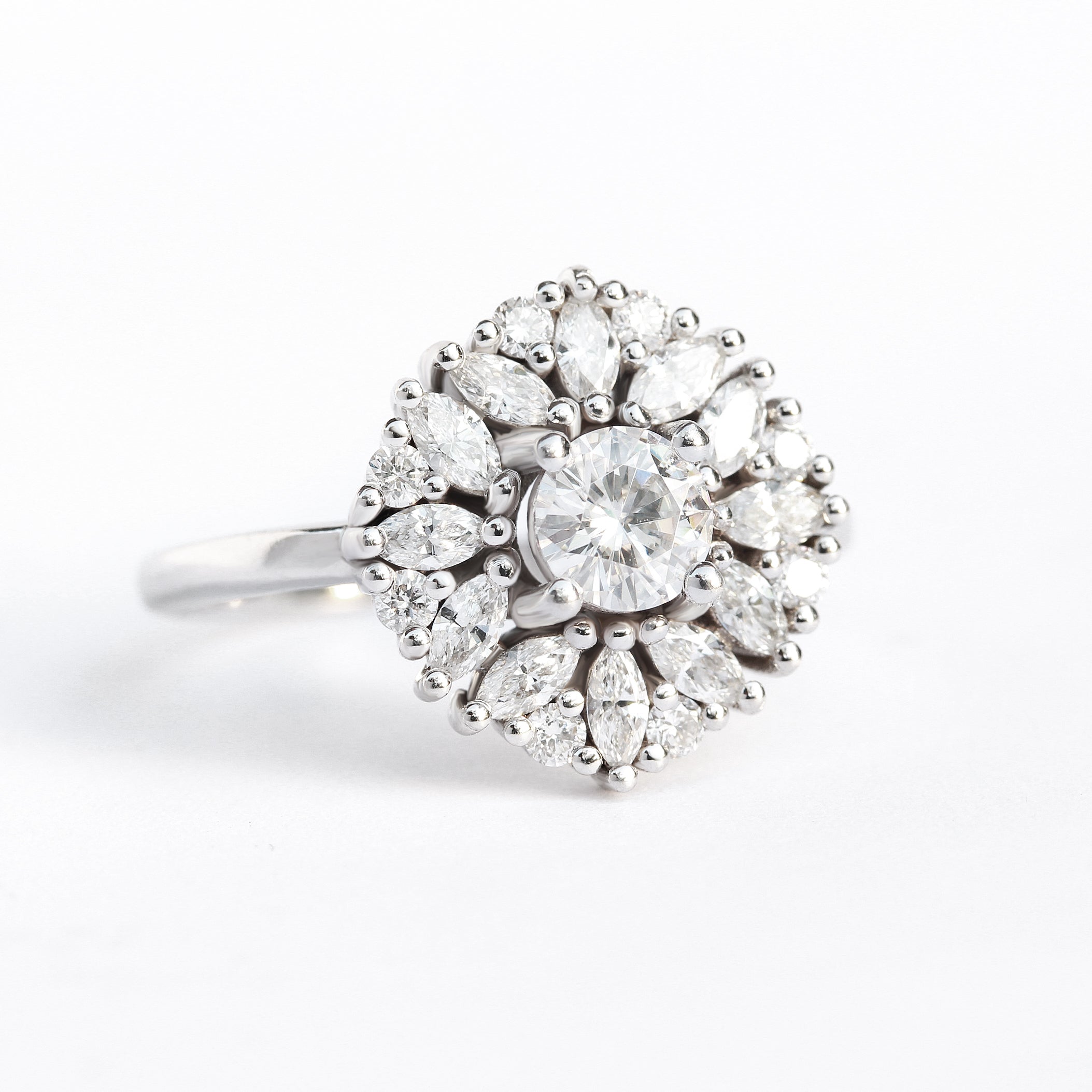 Delicate round art deco diamond engagement ring - "Harper" ♥