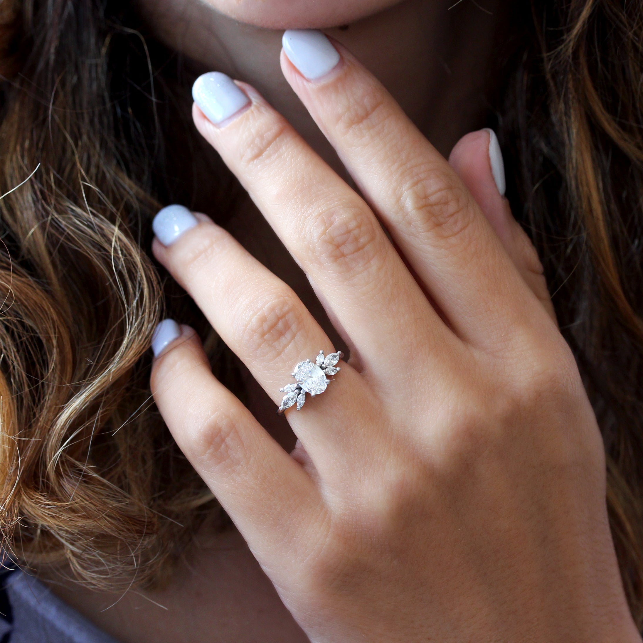 Oval Diamond Engagement ring, Hidden Halo - "Jordan"