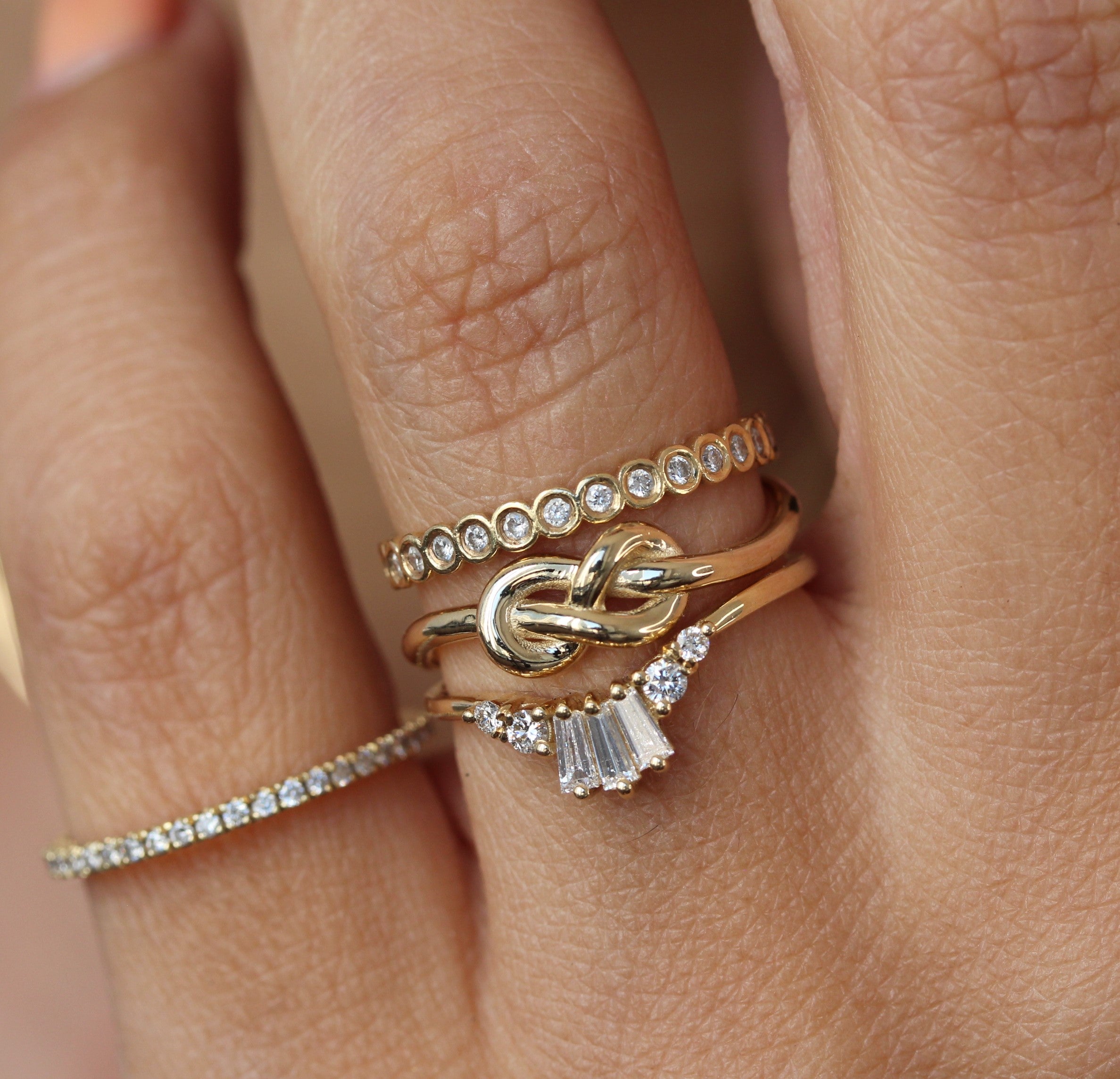 Petite Infinity Knot Gold Ring, Delicate Wedding Band