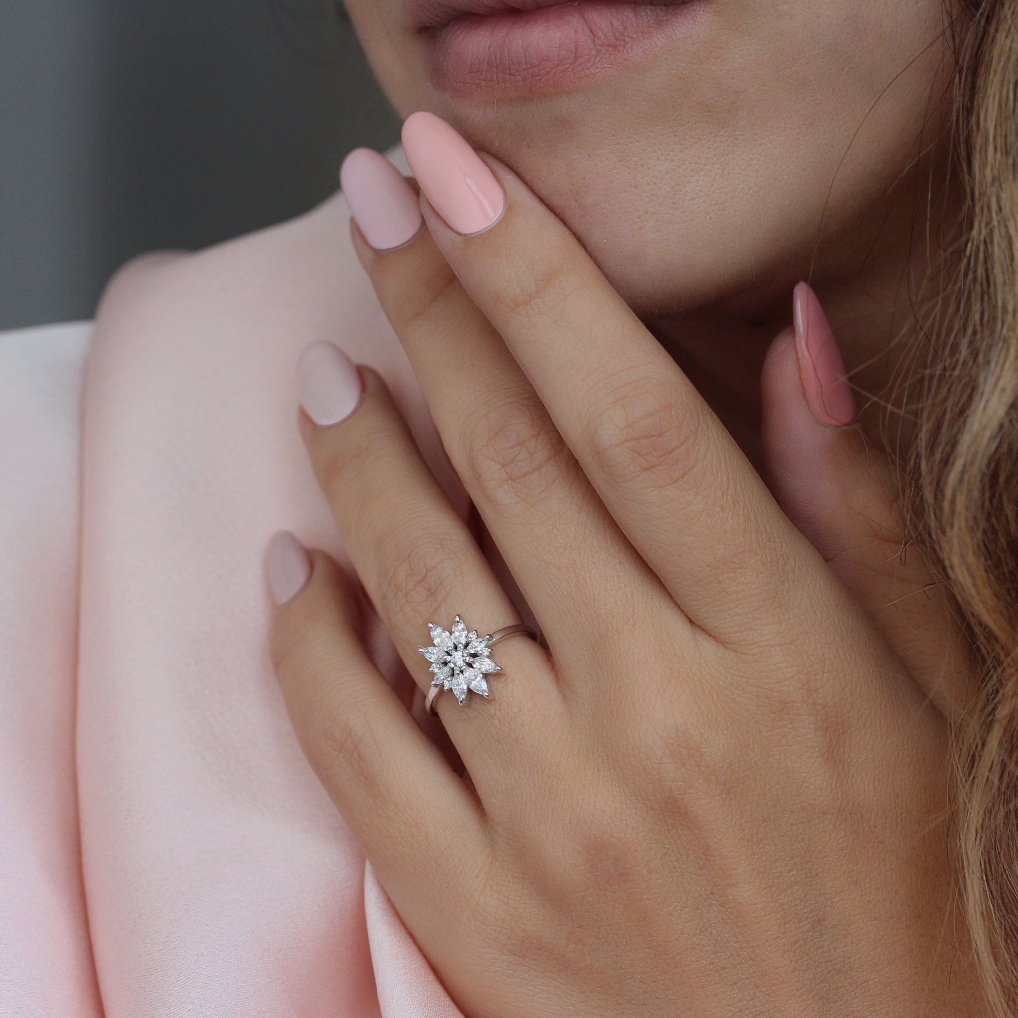 Marquise Diamond Floral Ring - Olivia