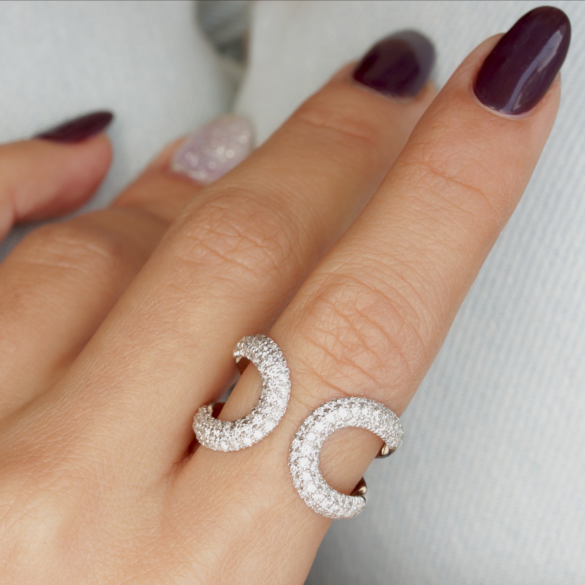 Diamond Wide Curve Cuff Ring