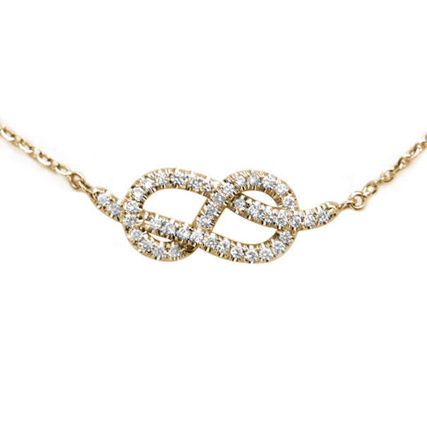 Large Infinity Knot Diamond Necklace yellow gold