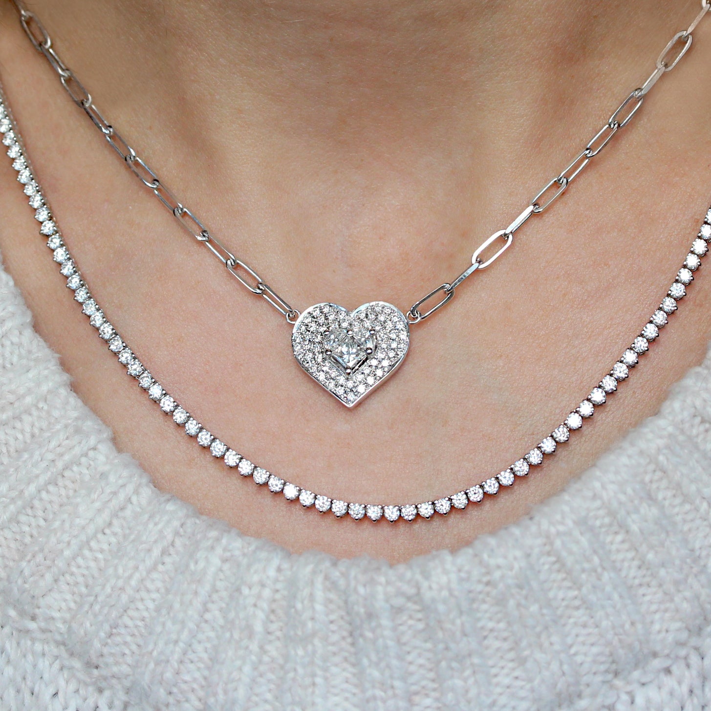 Lady Heart Diamond Double Halo Necklace ♥