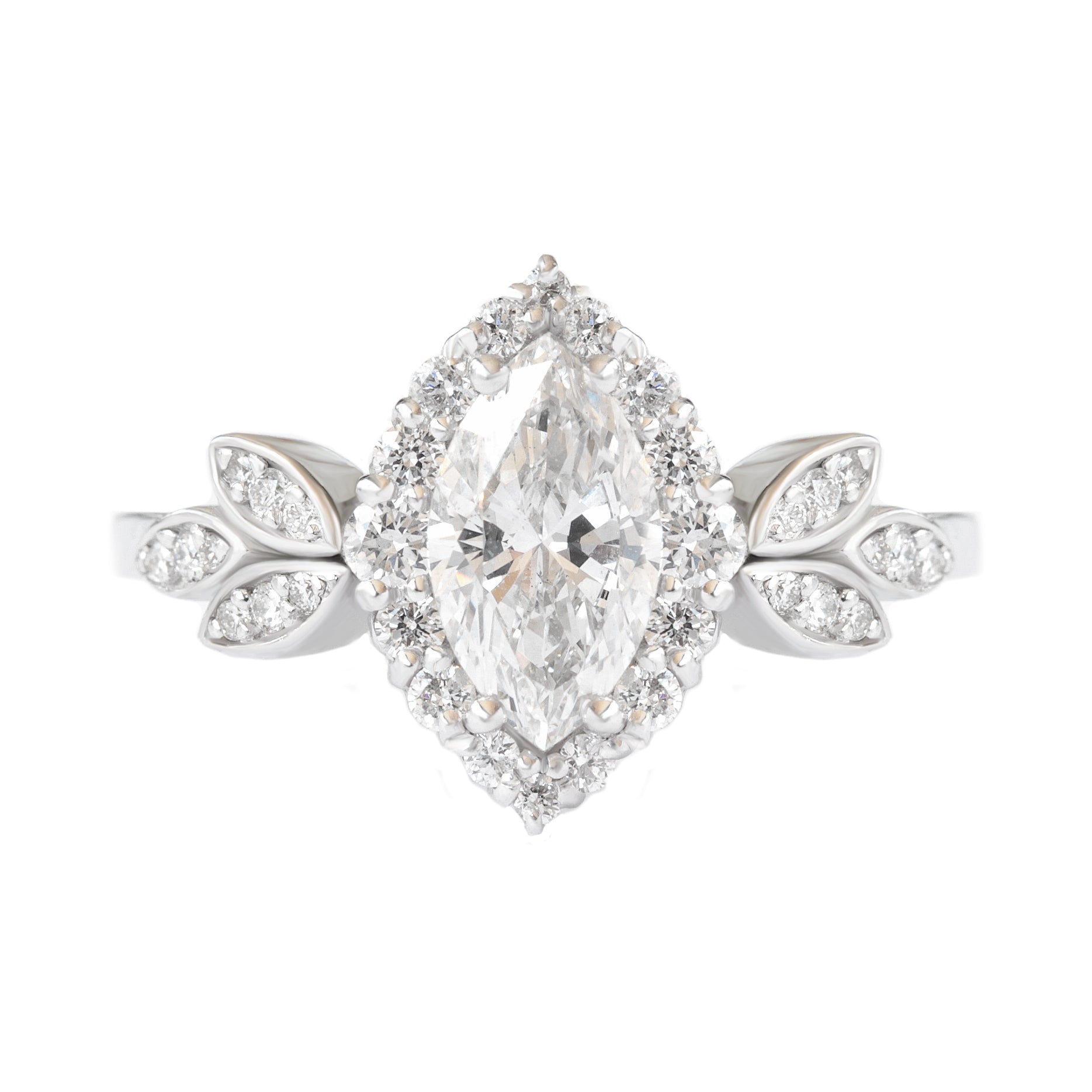 Marquise Diamond Floral Engagement ring - Minimal Lily ♥