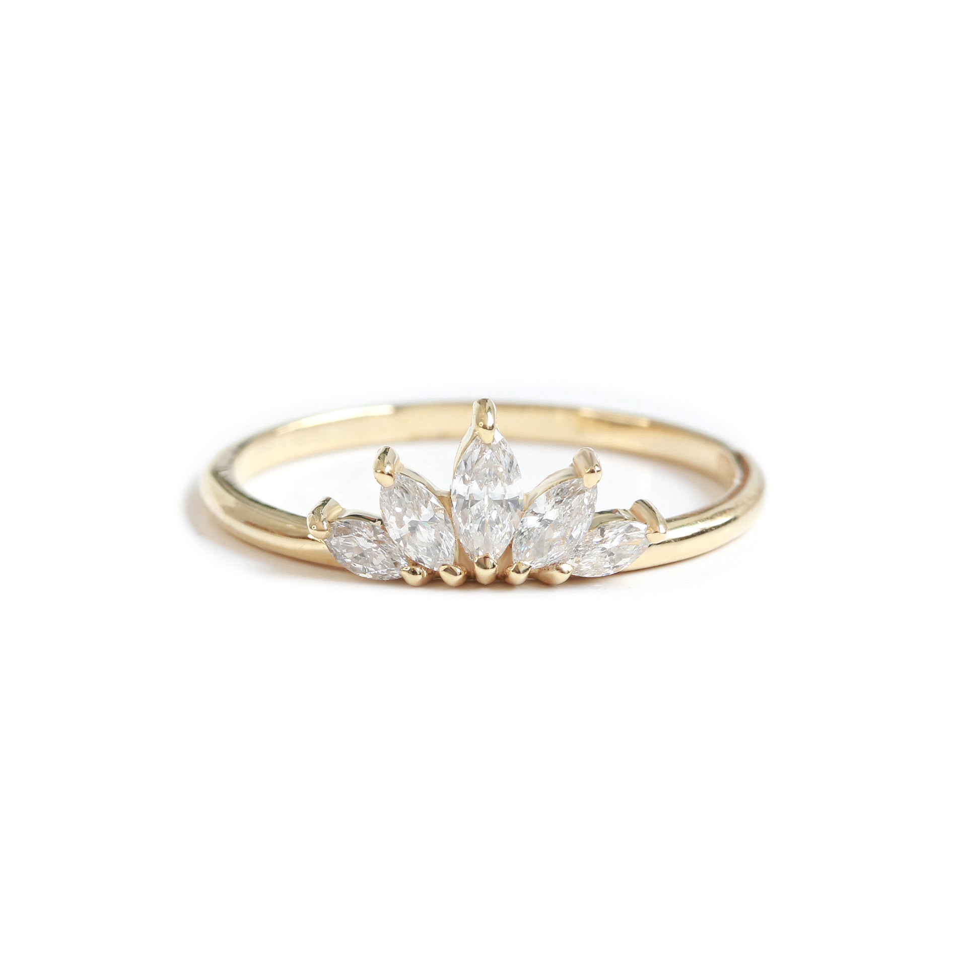 Marquise unique diamond wedding ring - "Swan"