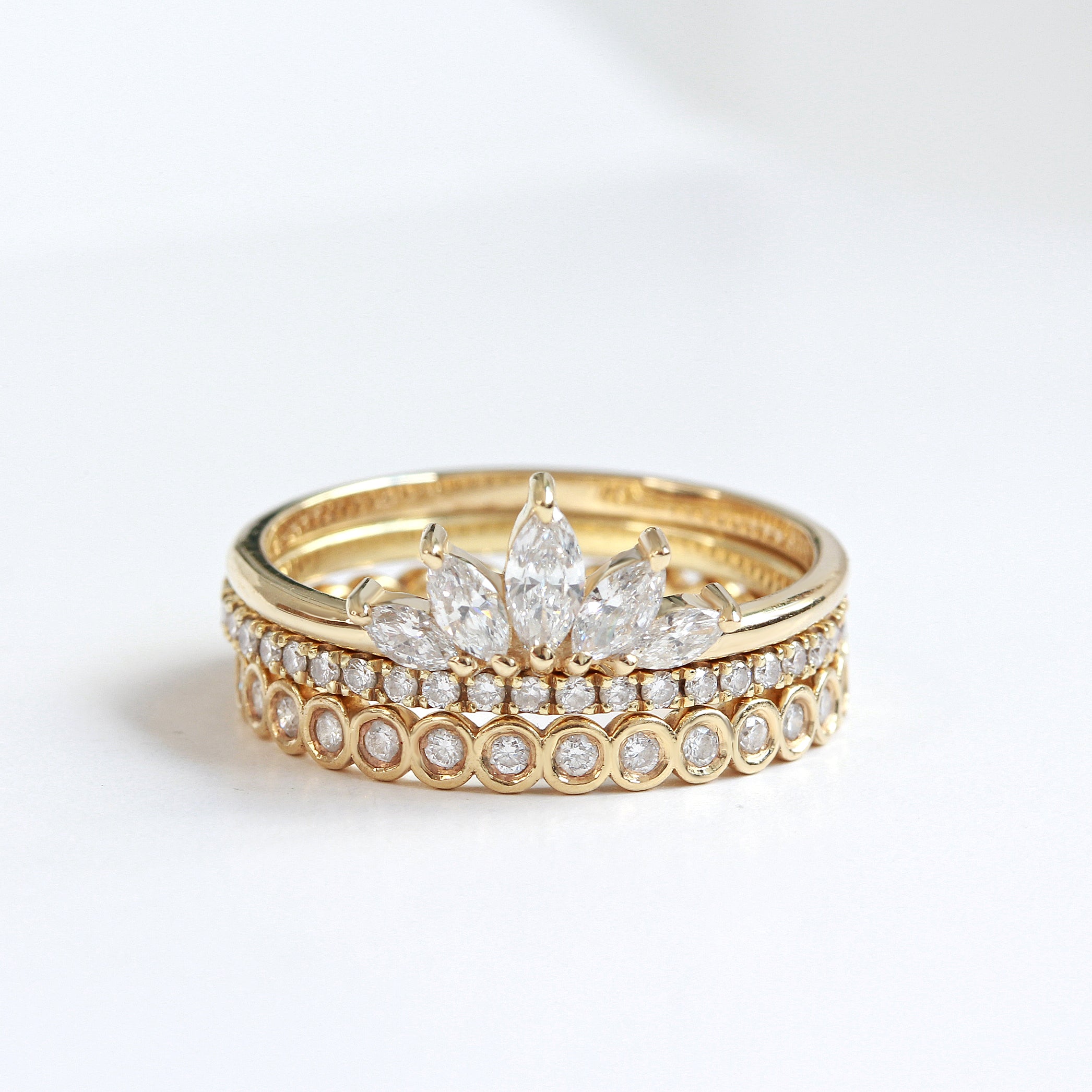 Marquise unique diamond wedding ring - "Swan"