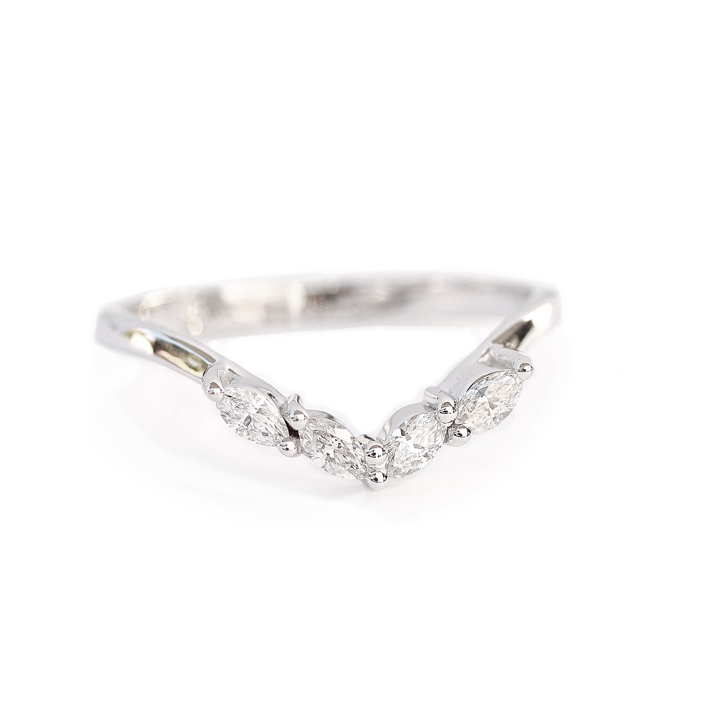 Diamond Chevron V Wedding Ring - Muse Nesting Ring - sillyshinydiamonds