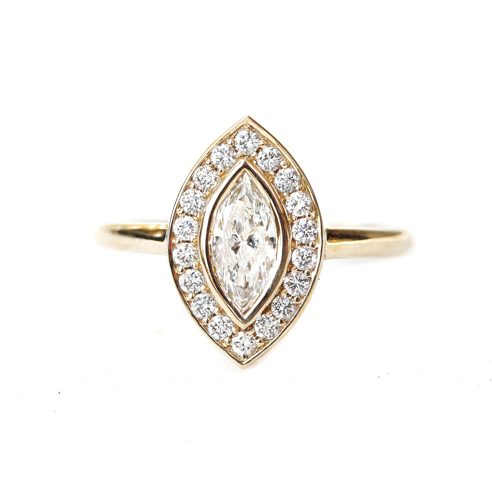 Marquise Halo Diamond Bezel Set Engagement Ring - "Ola"