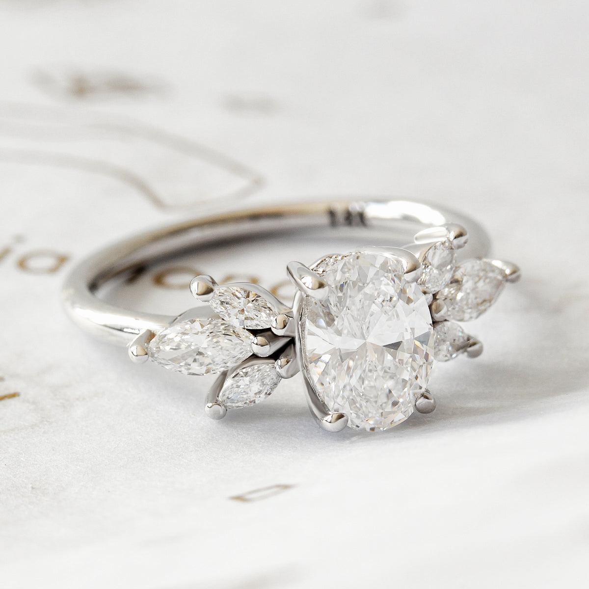 Oval Diamond Engagement ring, Hidden Halo - "Jordan"