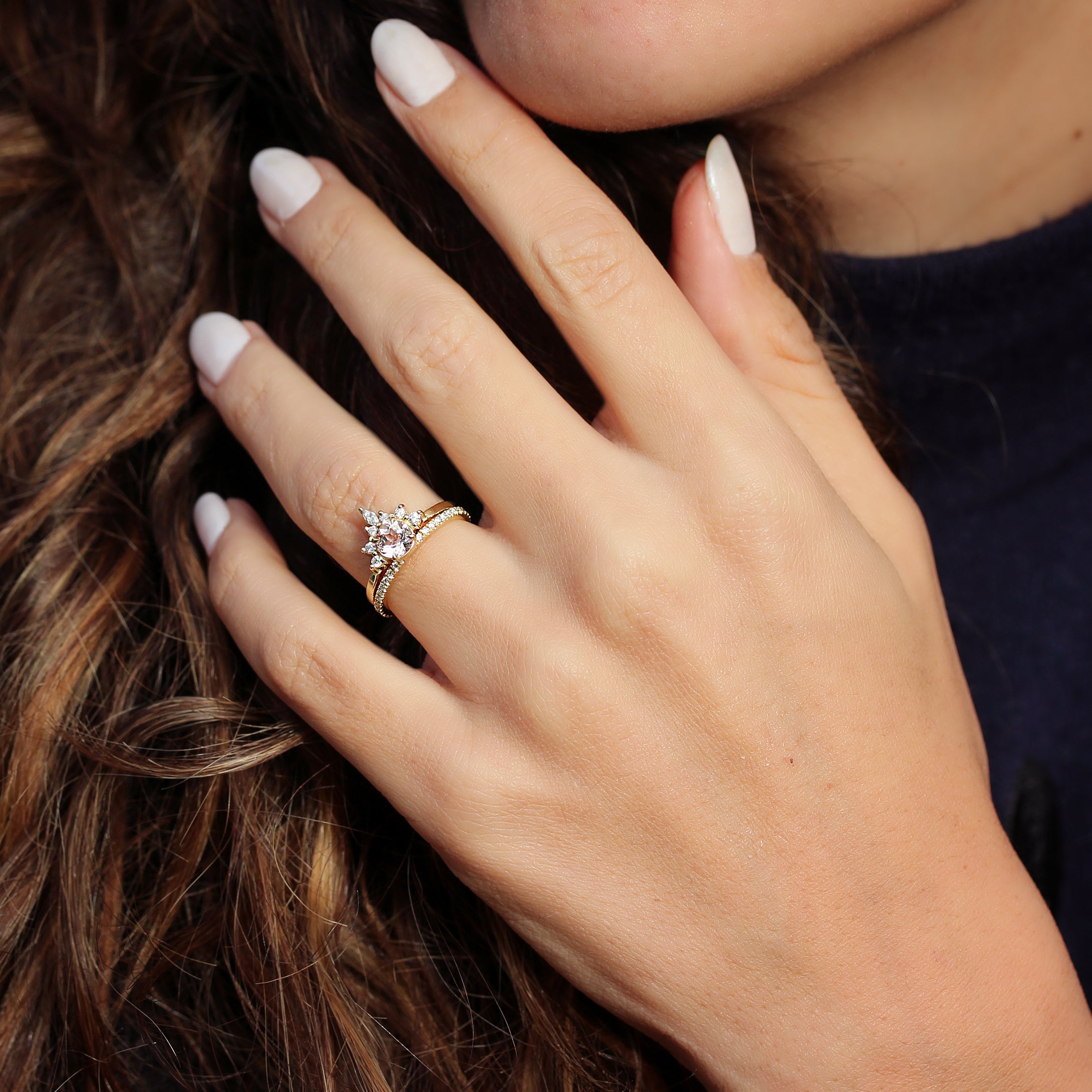 Romi Morganite & Diamonds Unique Engagement Ring - sillyshinydiamonds