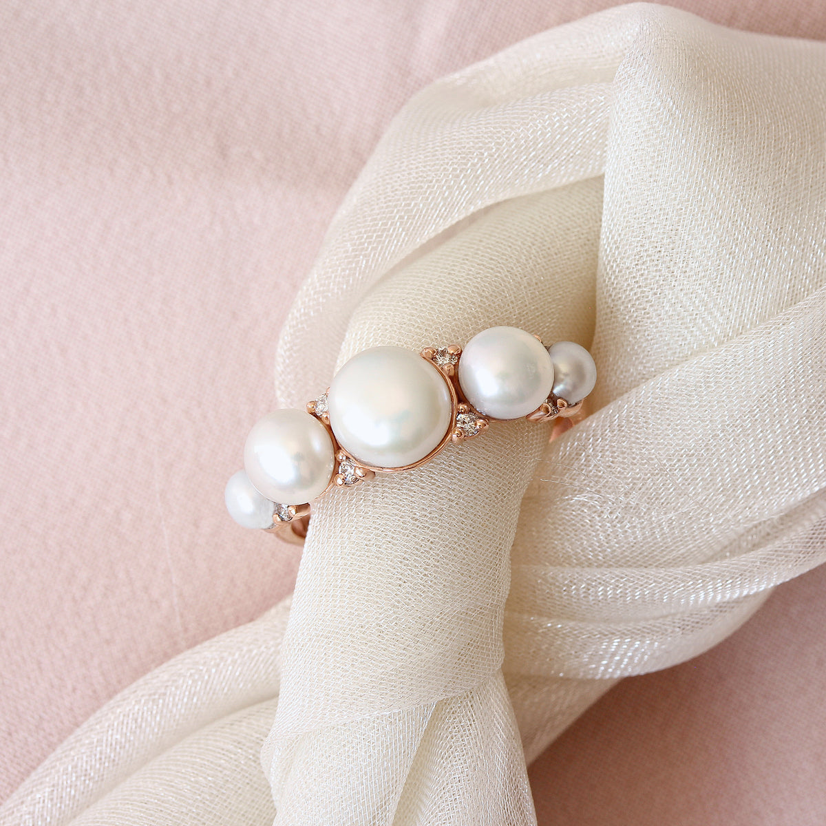 Pearls and Diamonds Vintage Inspired Ring - Lia