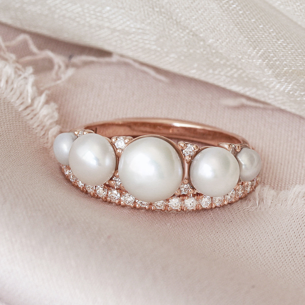 Pearls and Diamonds Vintage Inspired Ring - Lia