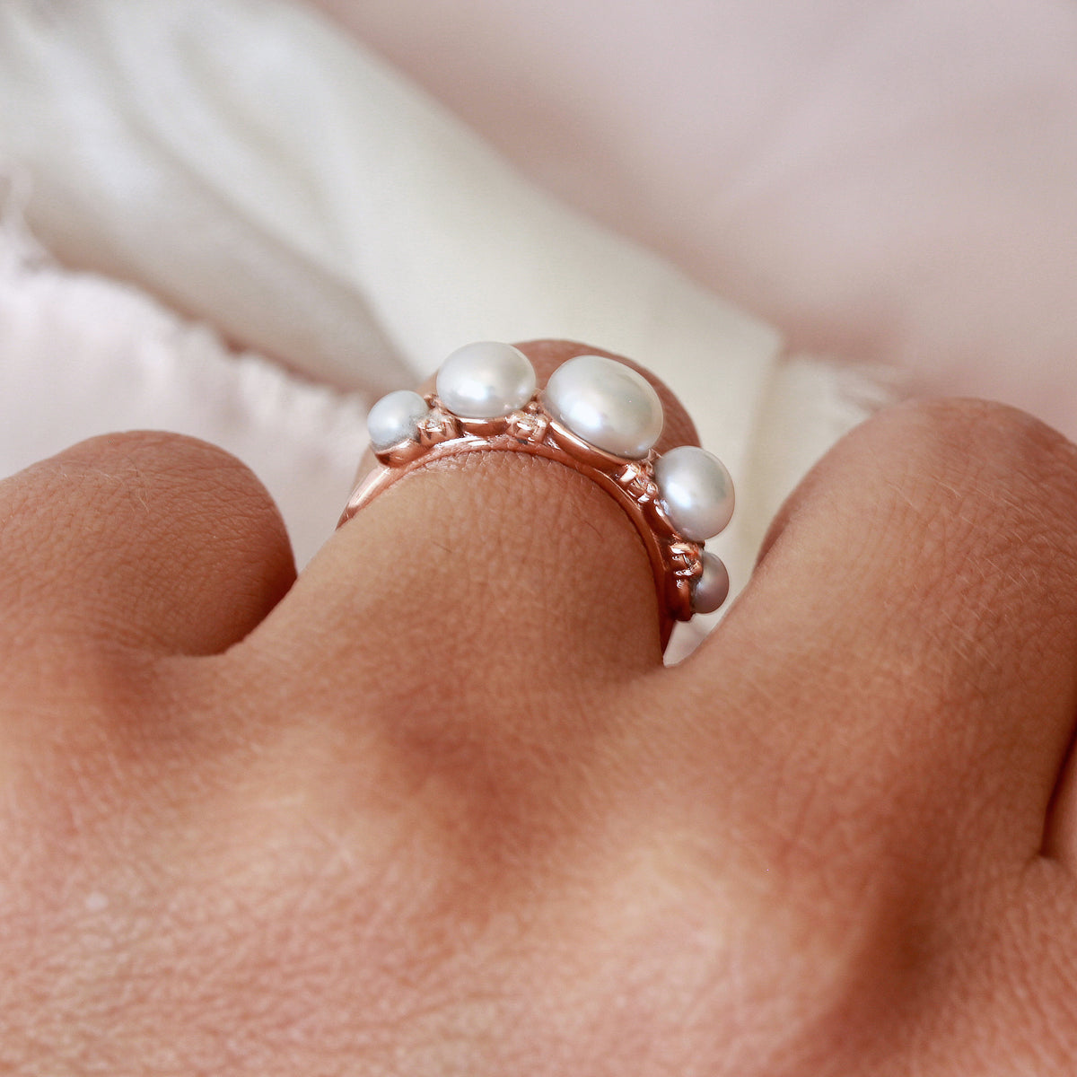 Pearls and Diamonds Vintage Inspired Ring - Lia