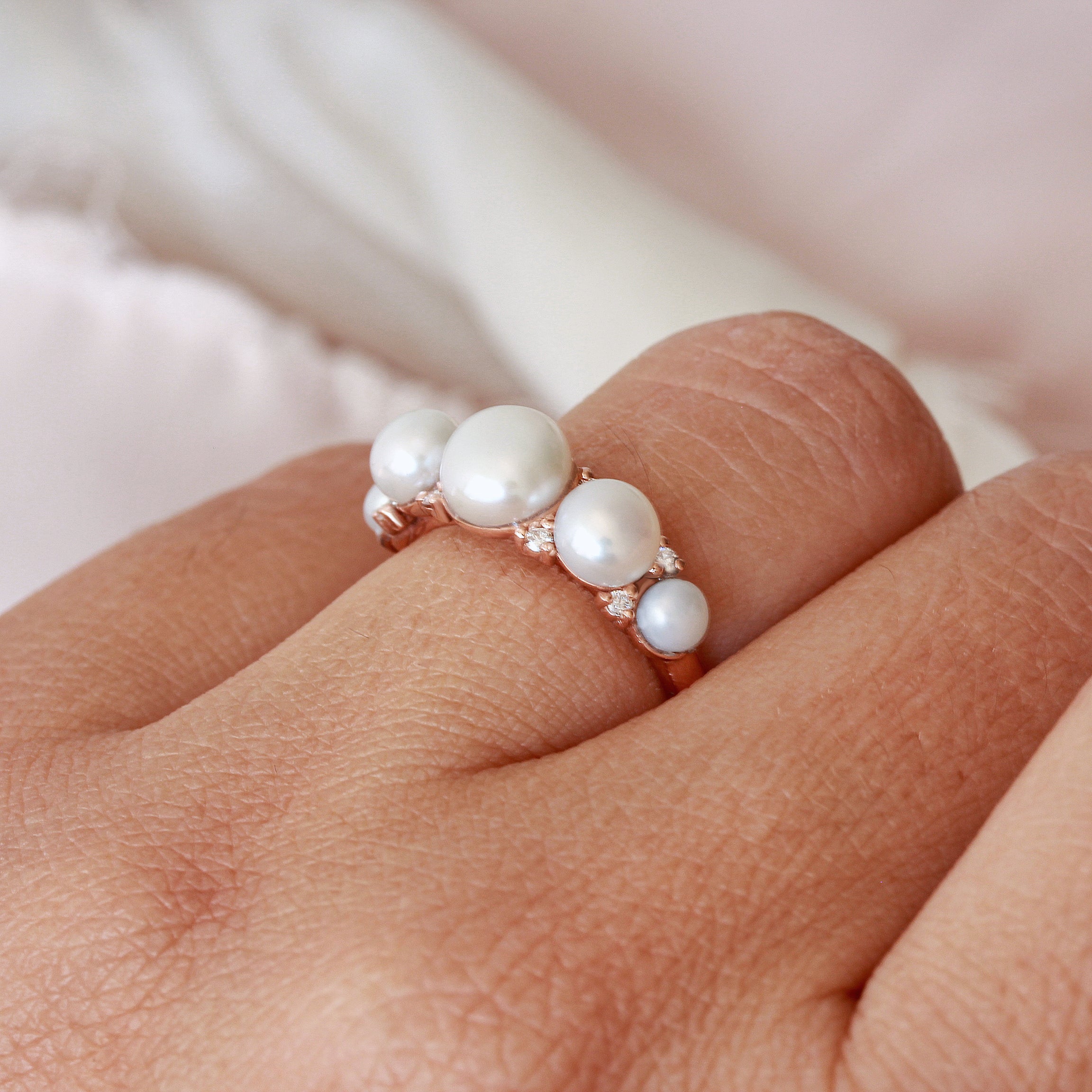Pearls and Diamonds Vintage Inspired Ring - Lia