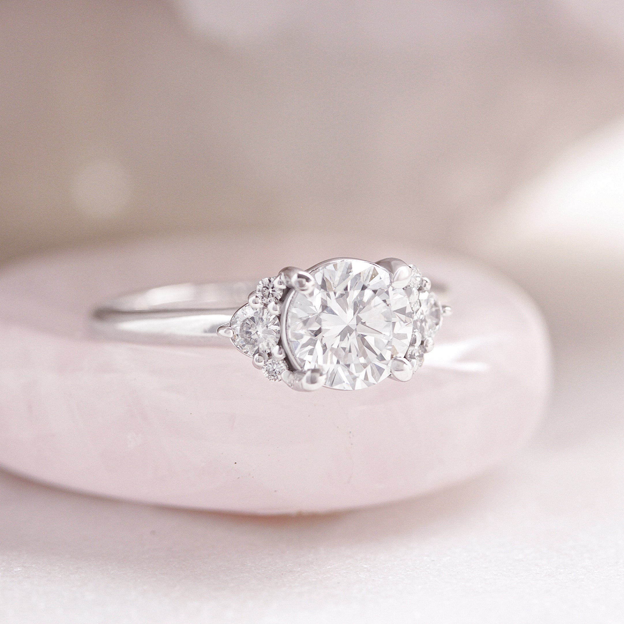 Round Lab Diamond Engagement Ring, White Gold, "Isabella", READY TO SHIP! ♥