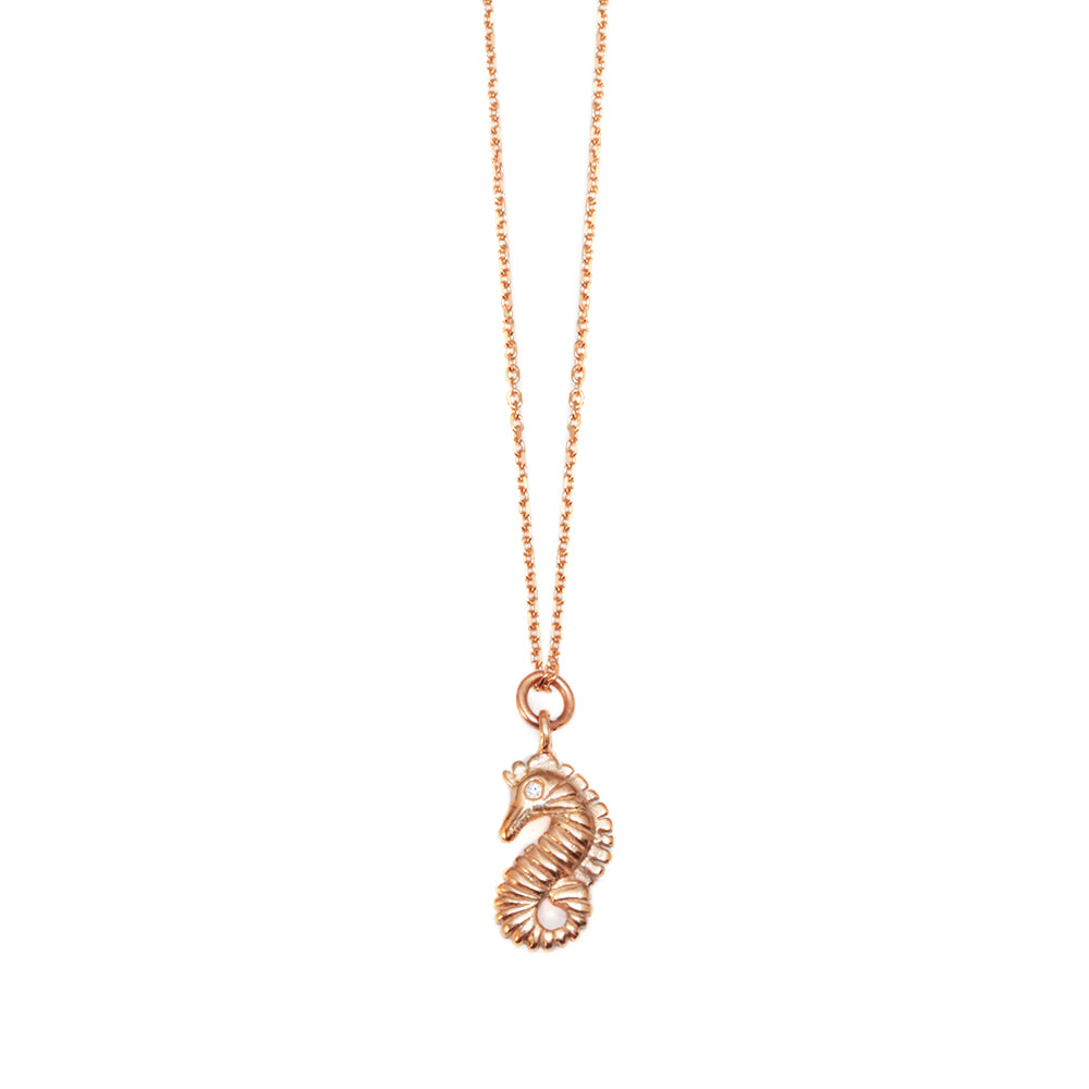 Seahorse Gold & Diamond Dainty Charm Necklaces - sillyshinydiamonds