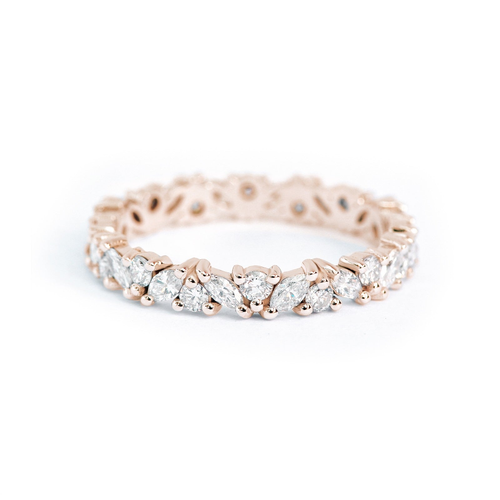 Buy Marquise Round Diamond Wedding Ring: Anya HALF Eternity Band. Available  in 14k, 18k Gold or Platinum. 3 Different Carat Sizes Online in India - Etsy