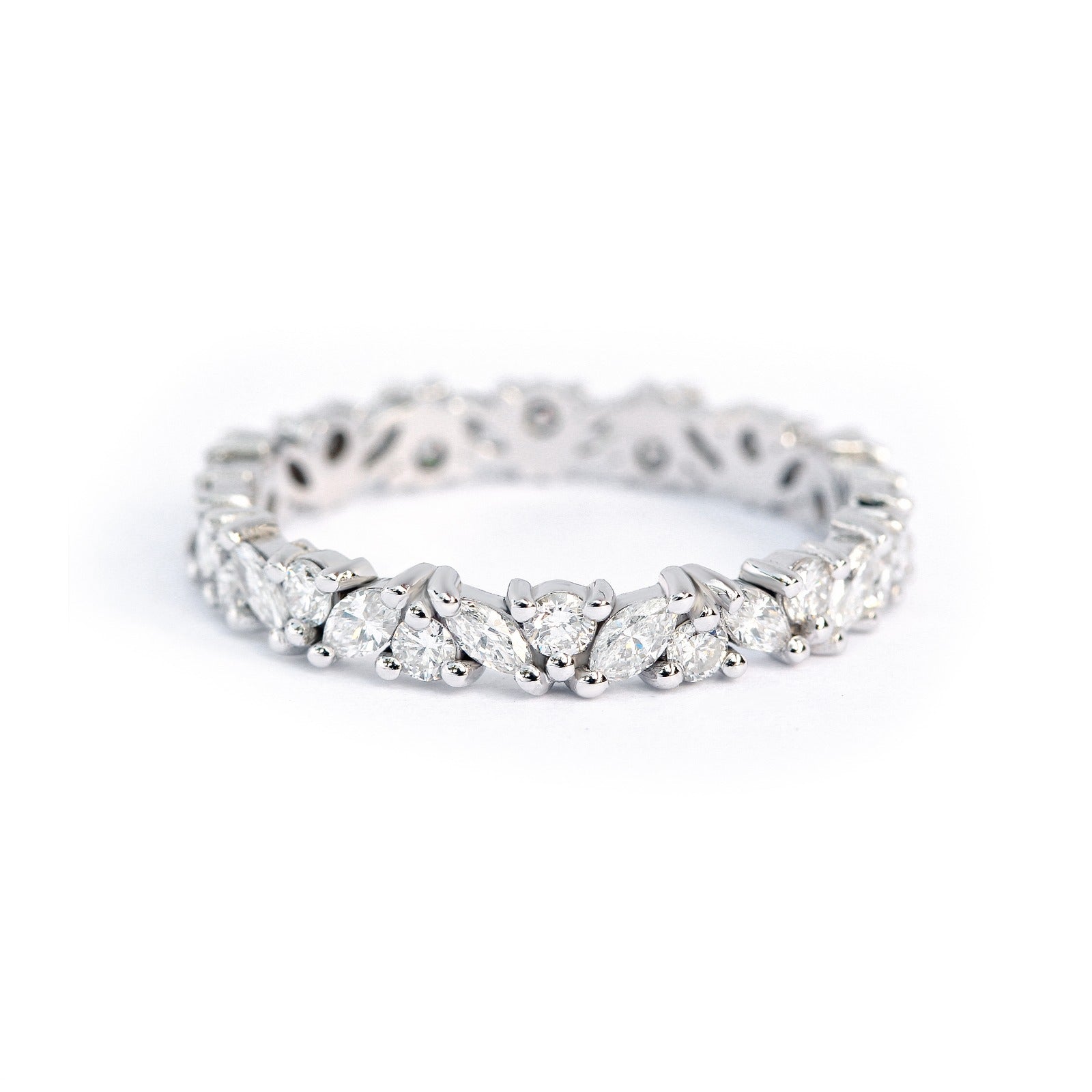 Full Eternity Marquise & Round Diamond Ring white gold