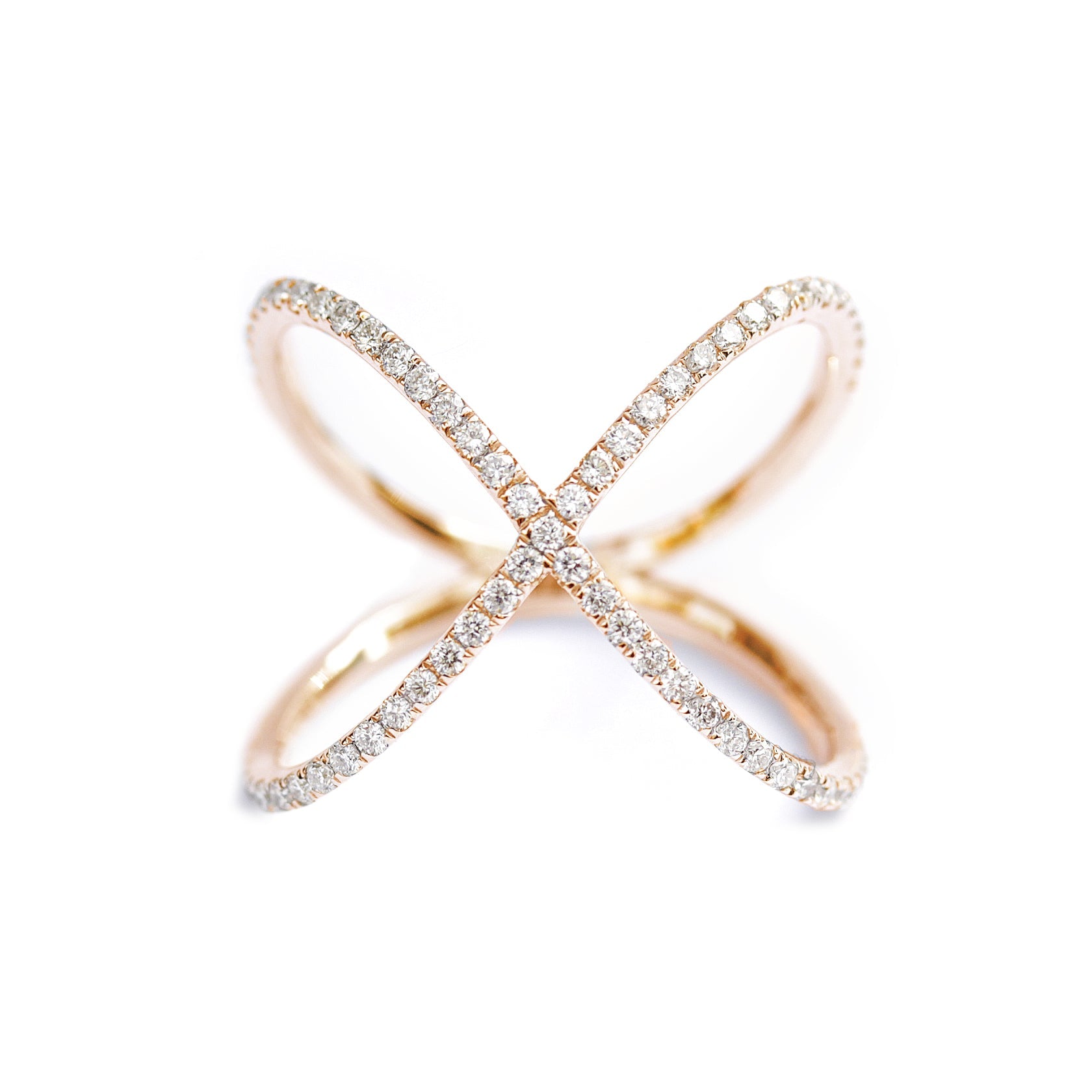 Diamond Elegant Wide X-Ring, 14K, White Gold, Size 7.75 - READY TO SHIP!