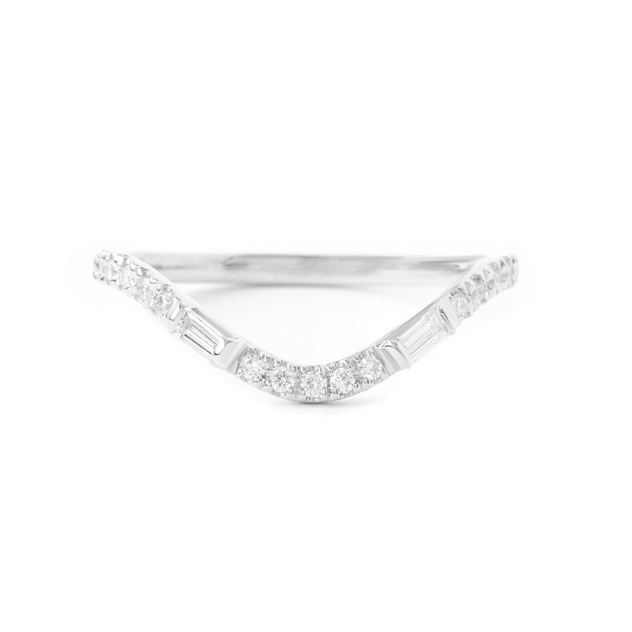 U Curve Baguette Diamond Wedding Ring