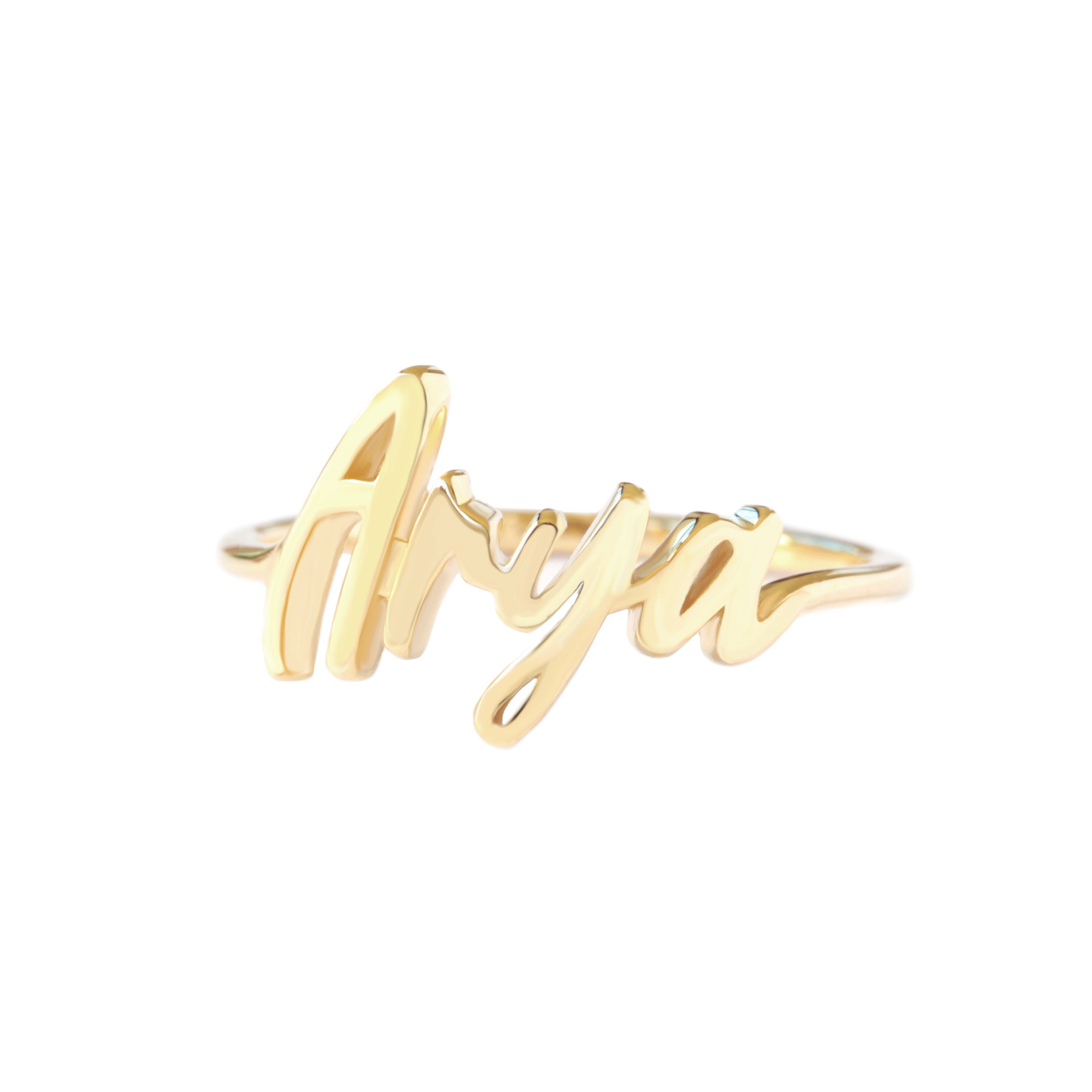 Graffiti Personalized Gold Name Ring