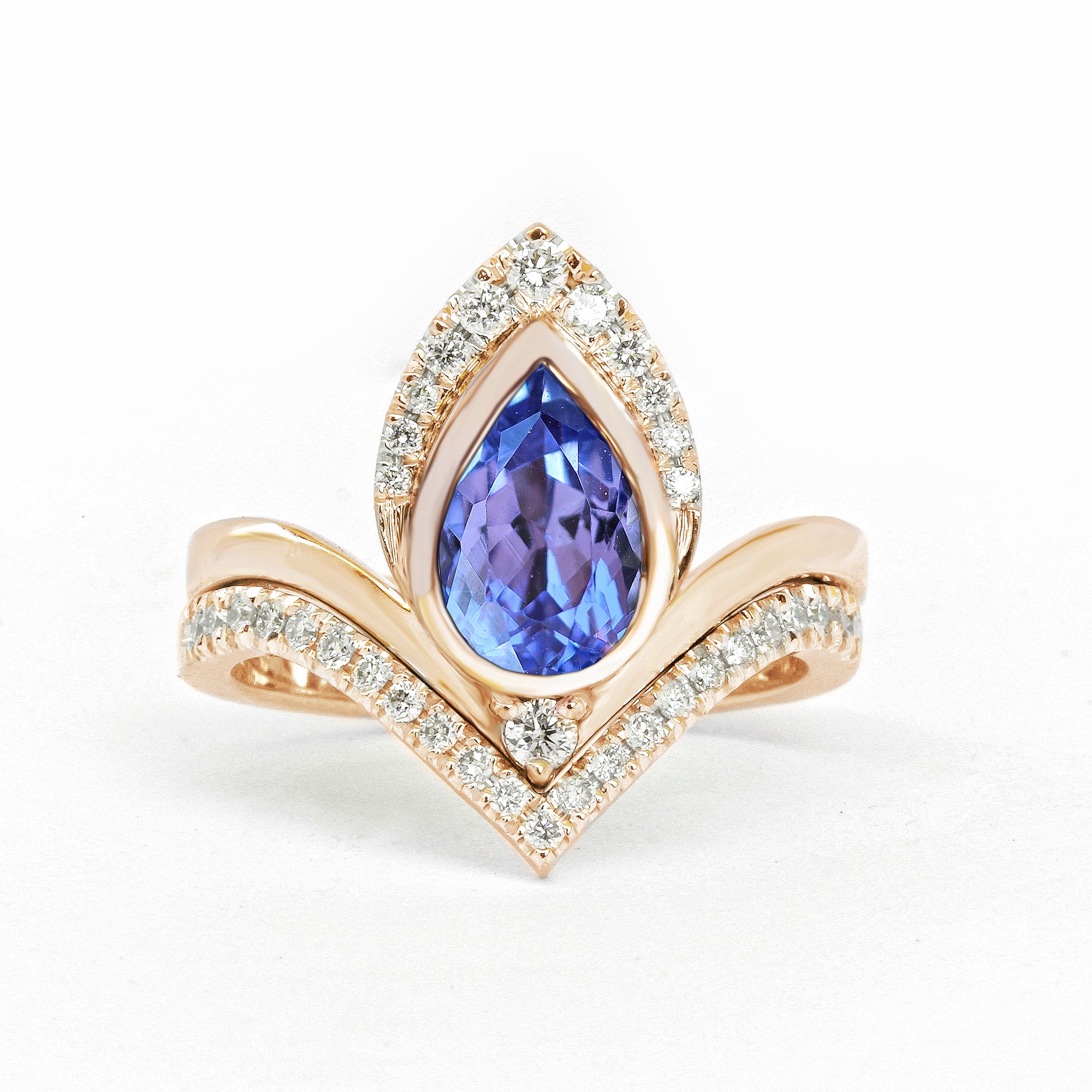 Pear Tanzanite & Diamonds Unique Engagement Ring Set, Atyasha - sillyshinydiamonds