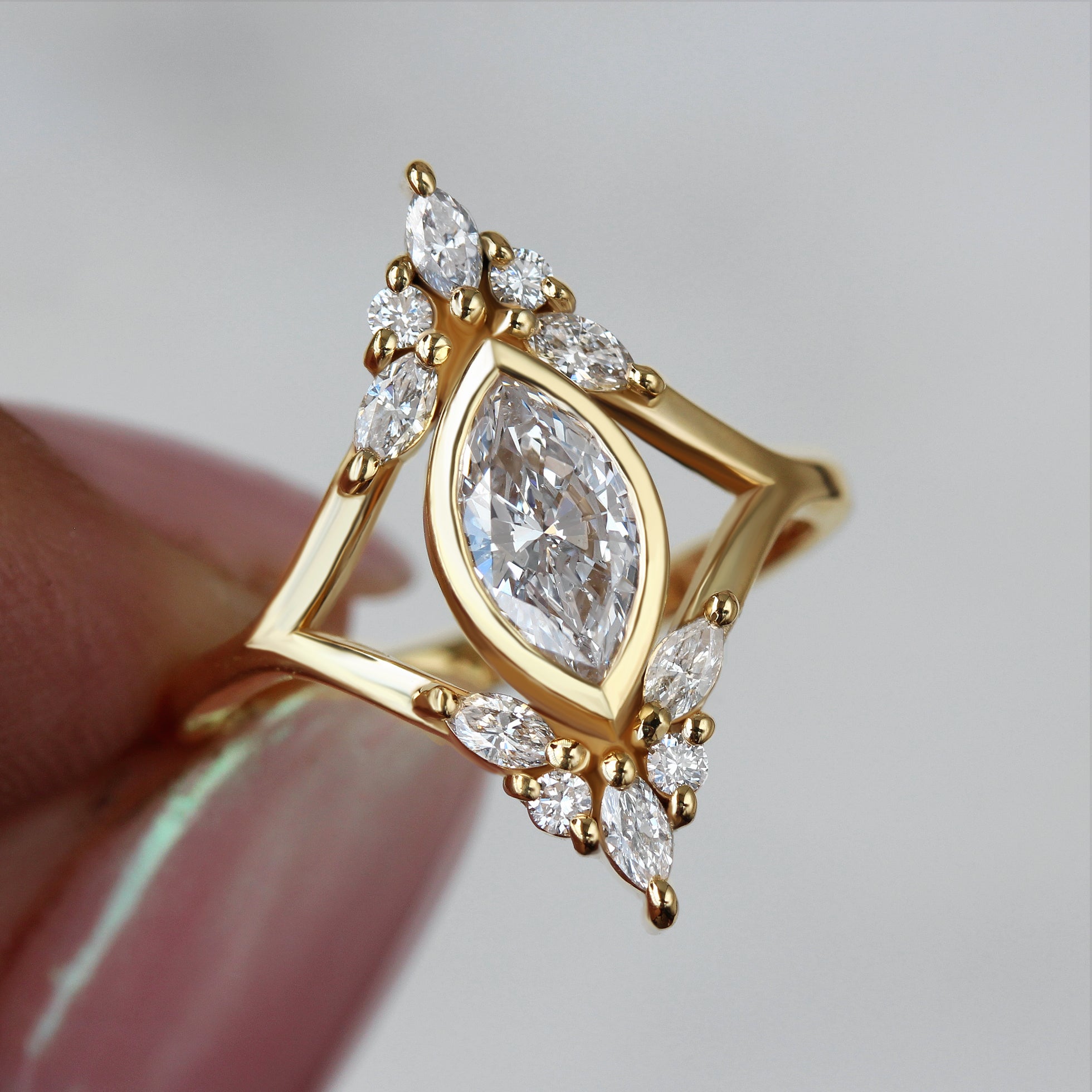 Audrey Marquise 1ct Diamond Unique Engagement Ring - sillyshinydiamonds