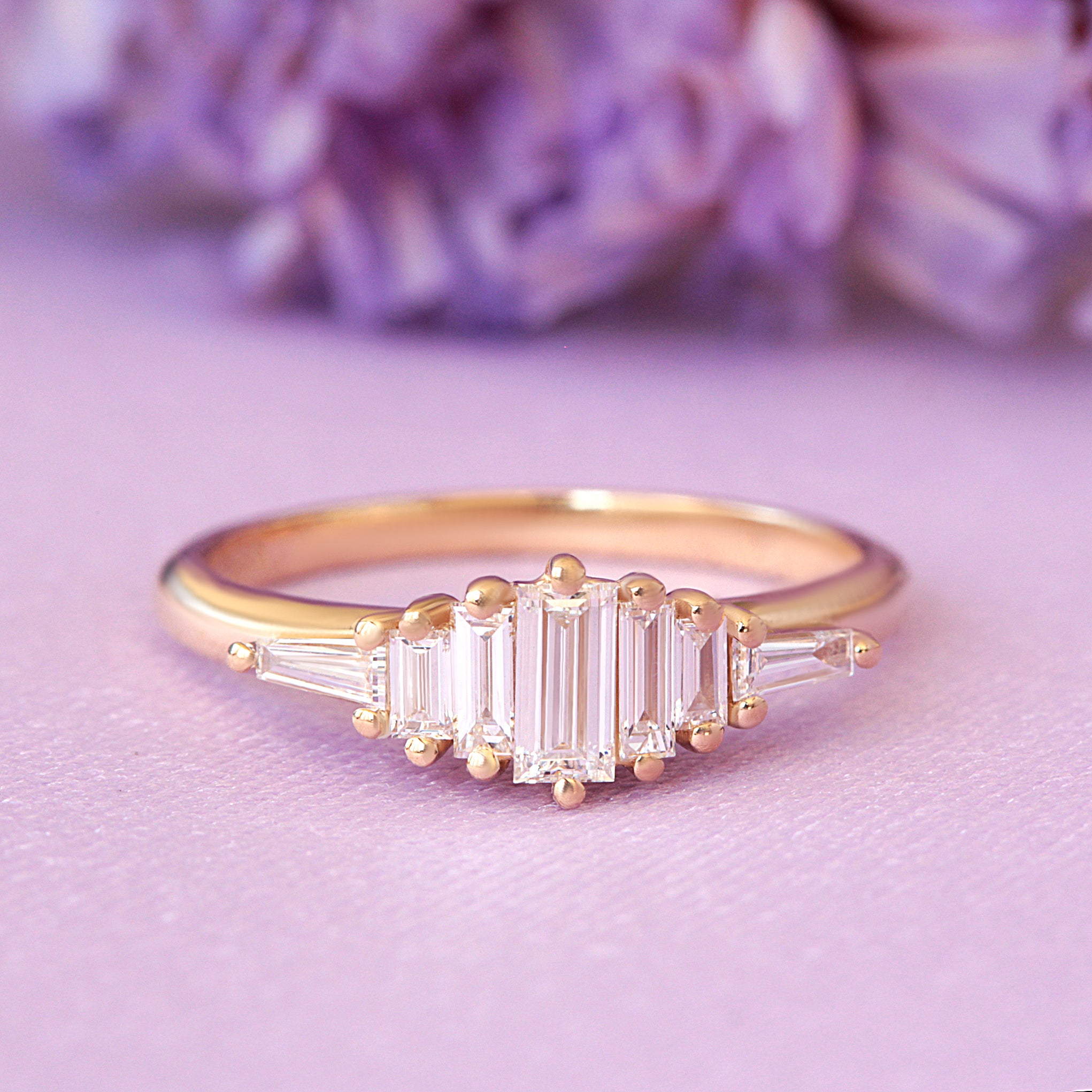 elegant bguettes diamond ring