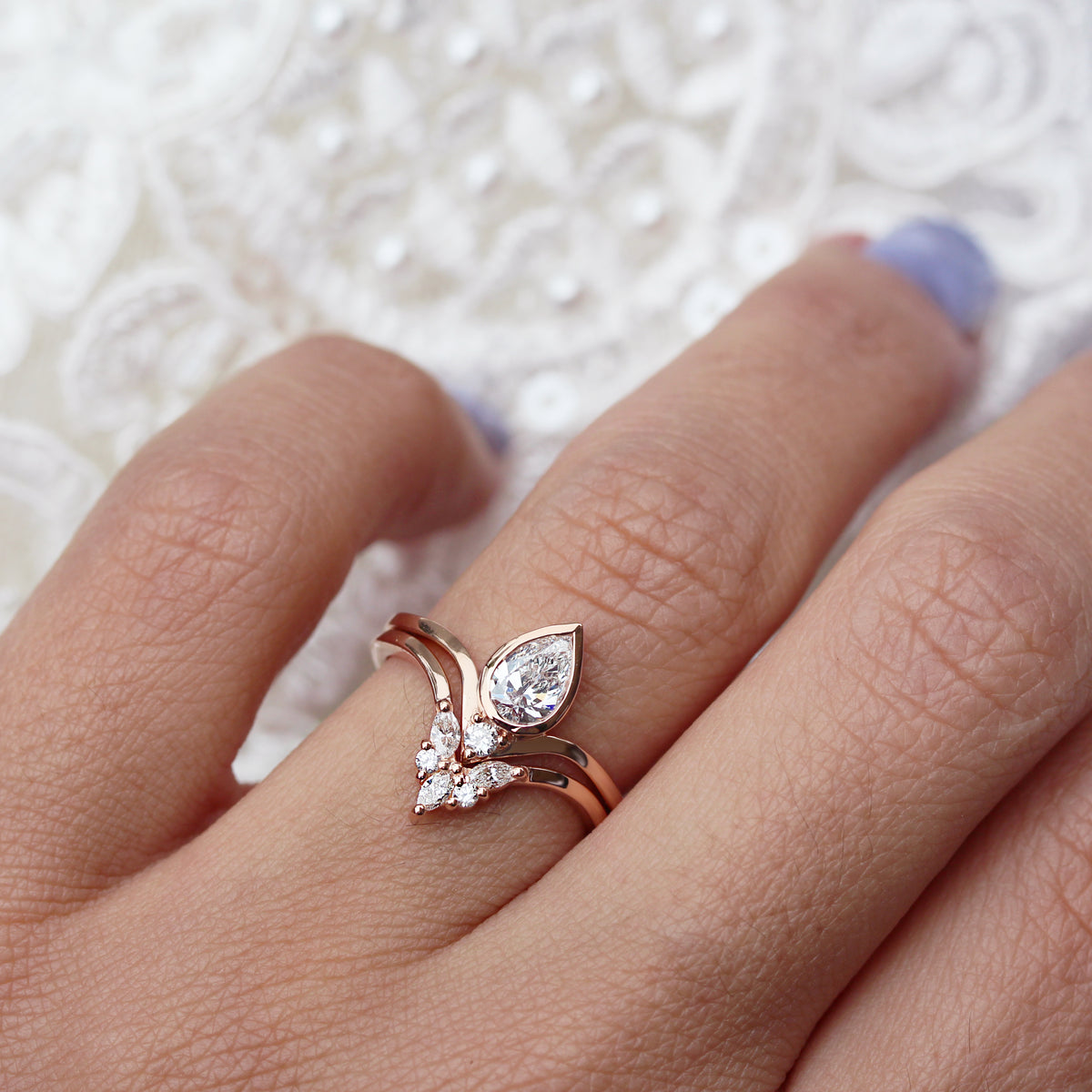 Gold &amp; Diamonds Deep V Chevron Nesting Ring Cupid ♥