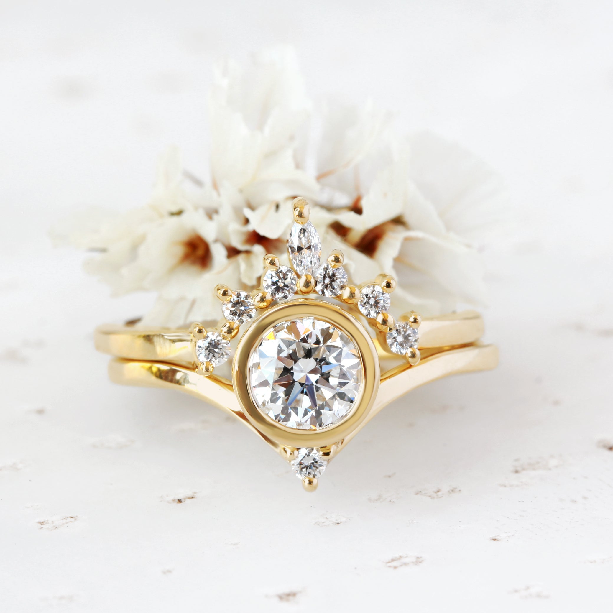 Bindi & Romi - 1ct Unique Diamond Engagement & Wedding, Bridal Rings Set - sillyshinydiamonds