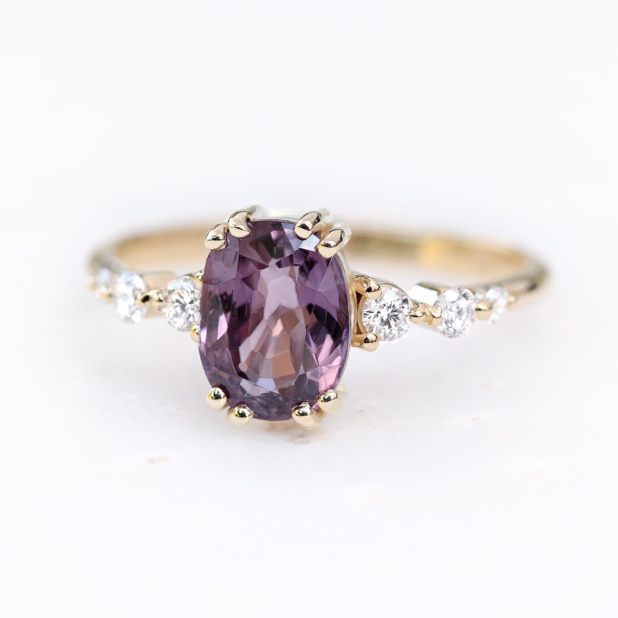 Purple Spinel & Diamonds Engagement Rings set, Candy pop + Artemis - sillyshinydiamonds