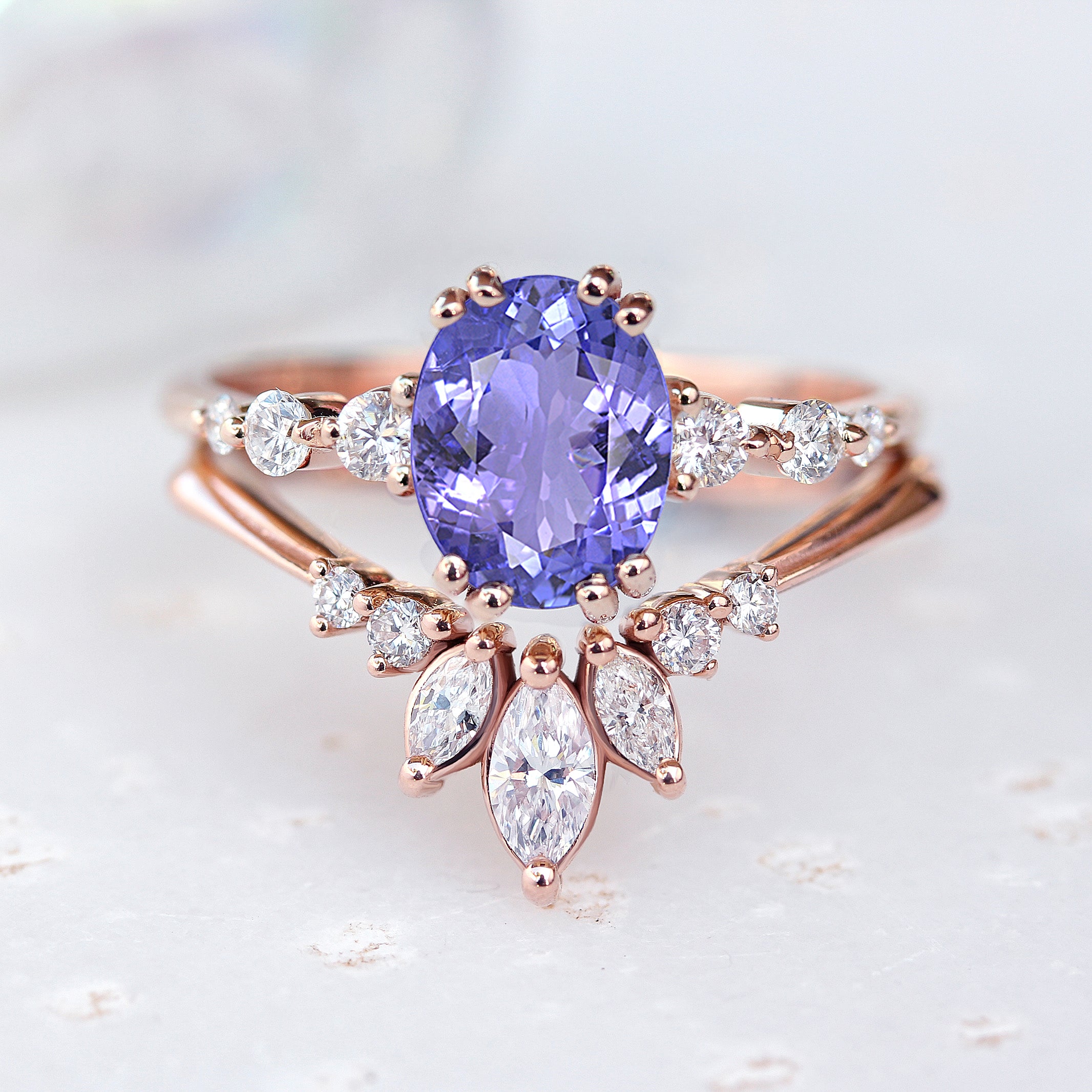 blue gemstone engagement diamond band  ring
