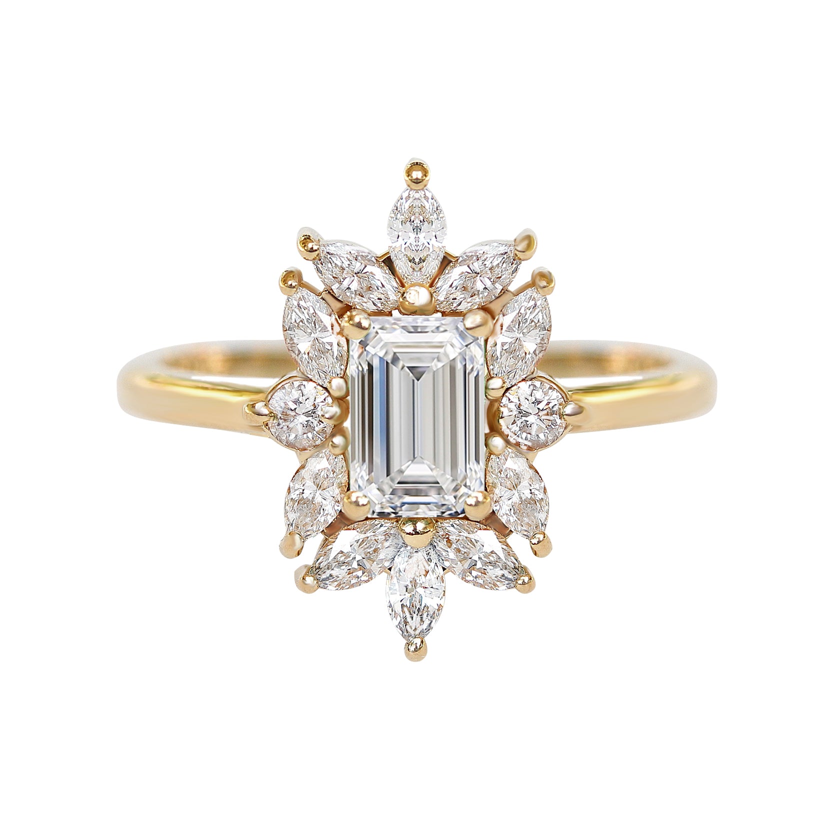 Emerald Cut, Marquise Diamond Halo Engagement ring, Charlotte ♥