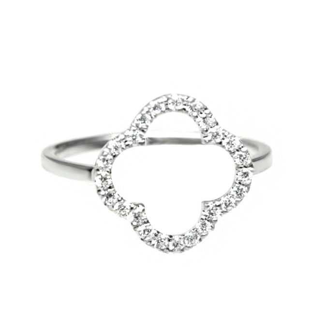 Clover Leaf Diamond Ring, 14K White Gold, Size 6.75, READY TO SHIP! ♥