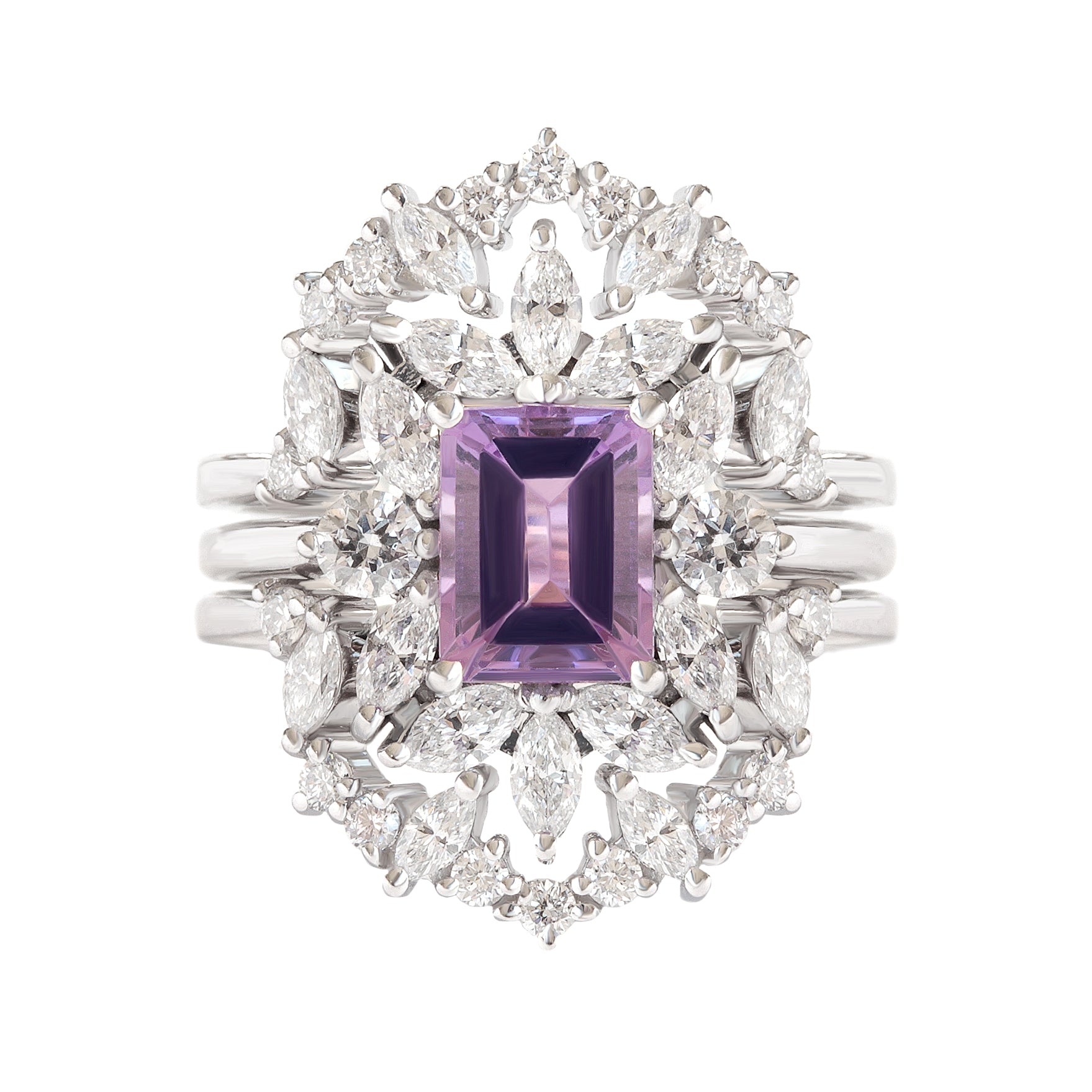Amethyst & Diamonds Engagement ring and Ring Guard Charlotte