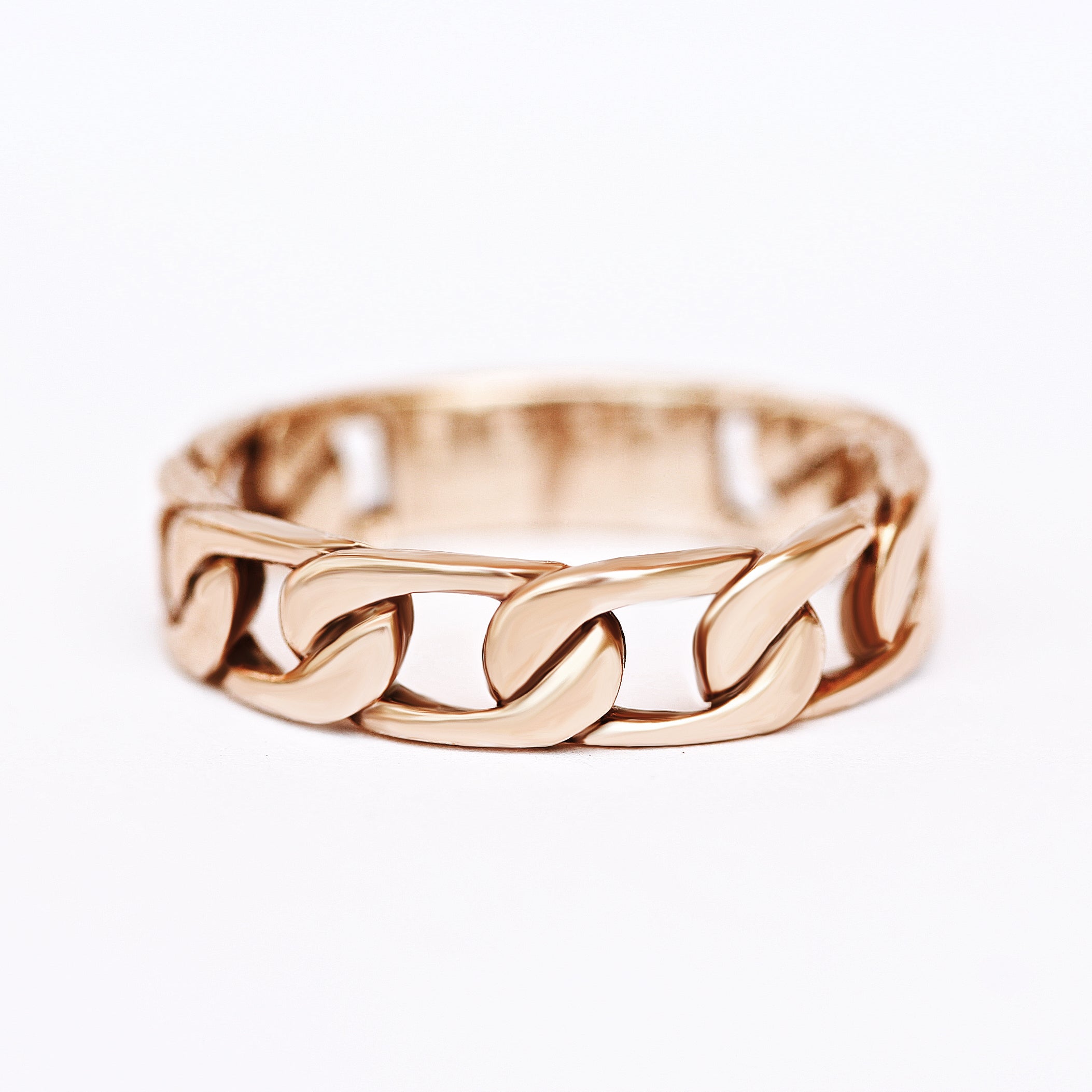 Gold flat chain wedding ring - sillyshinydiamonds