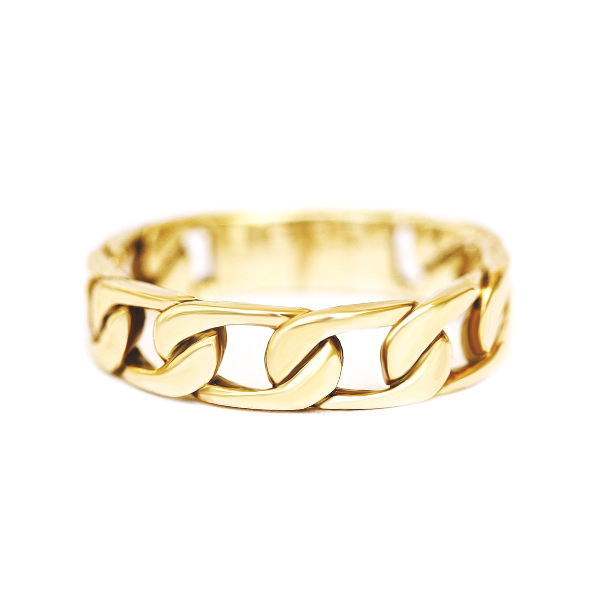 Gold flat chain wedding ring