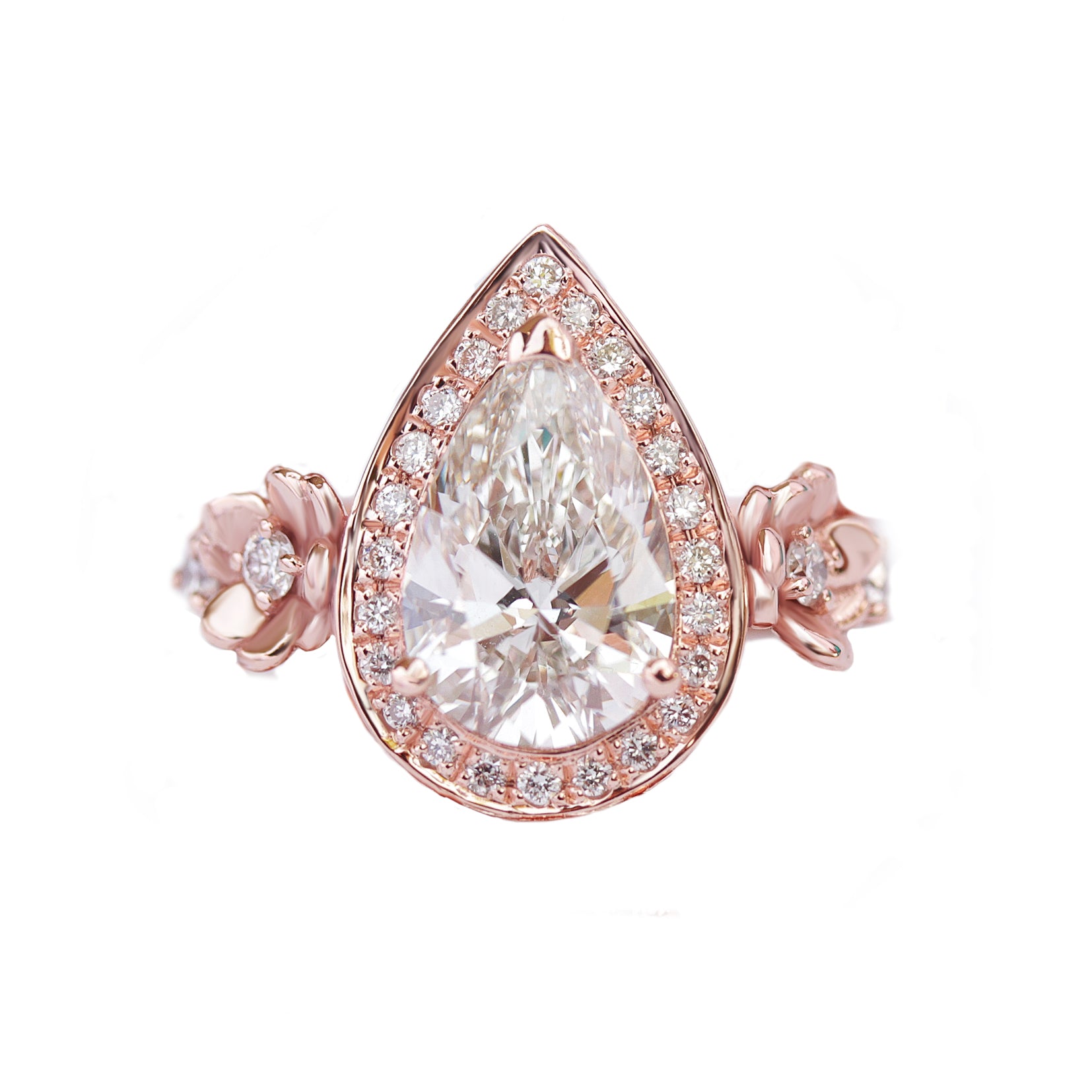 Pear Diamond 1.50ct Floral Engagement Ring - "Antheia" ♥