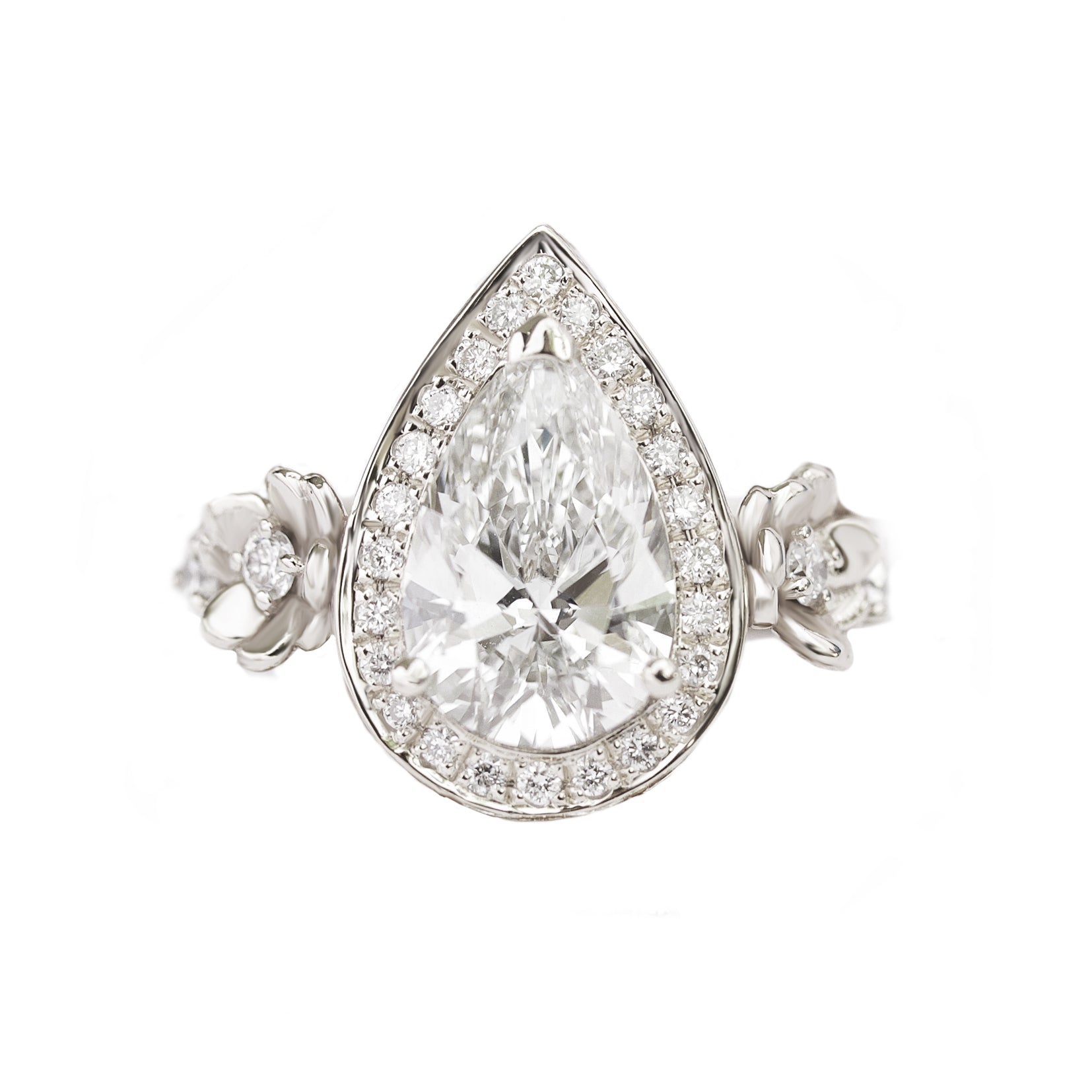 Pear Diamond 1.50ct Floral Engagement Ring - "Antheia" ♥