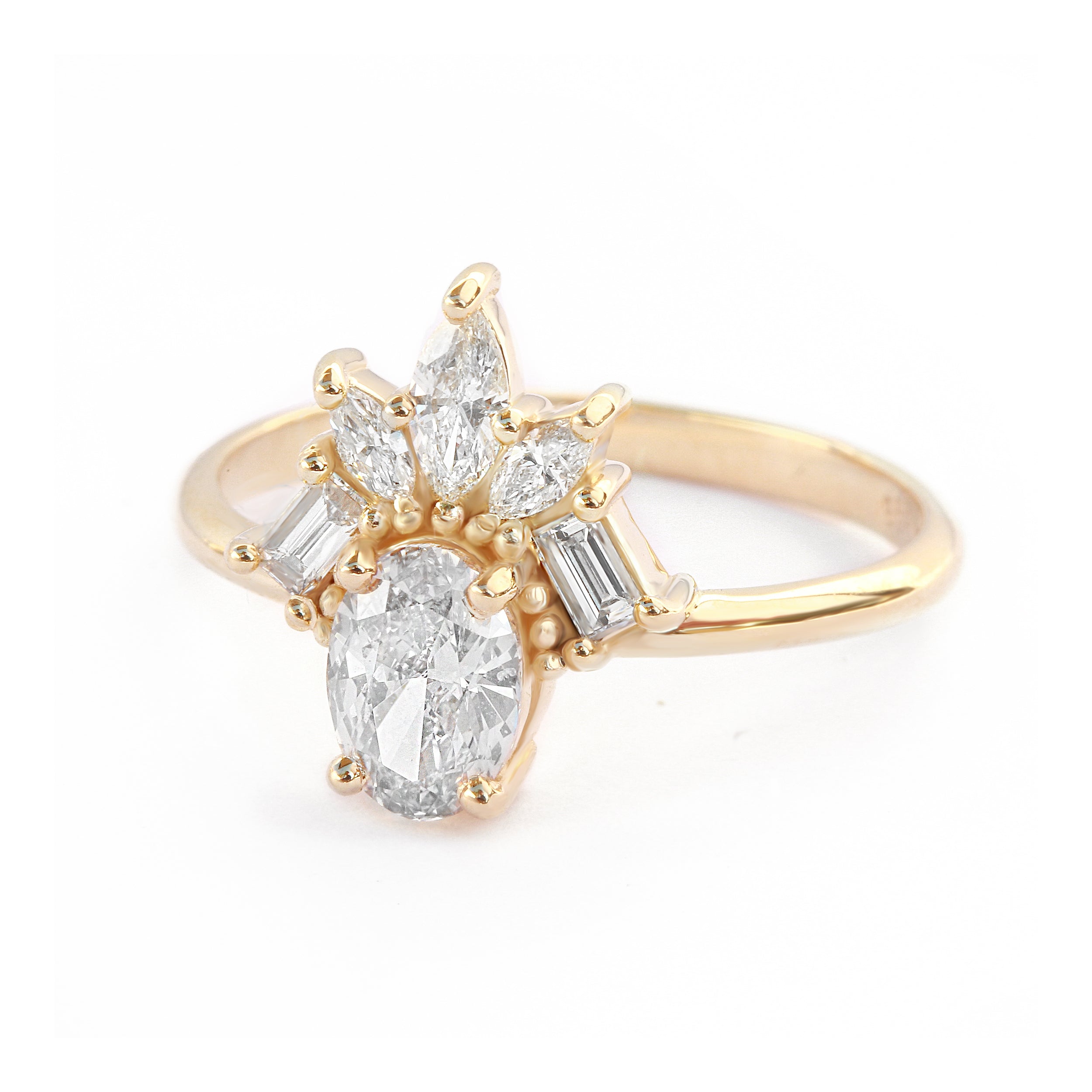 Gatsby Art Deco 1.0 carat Oval Diamond Unique Engagement Ring - sillyshinydiamonds