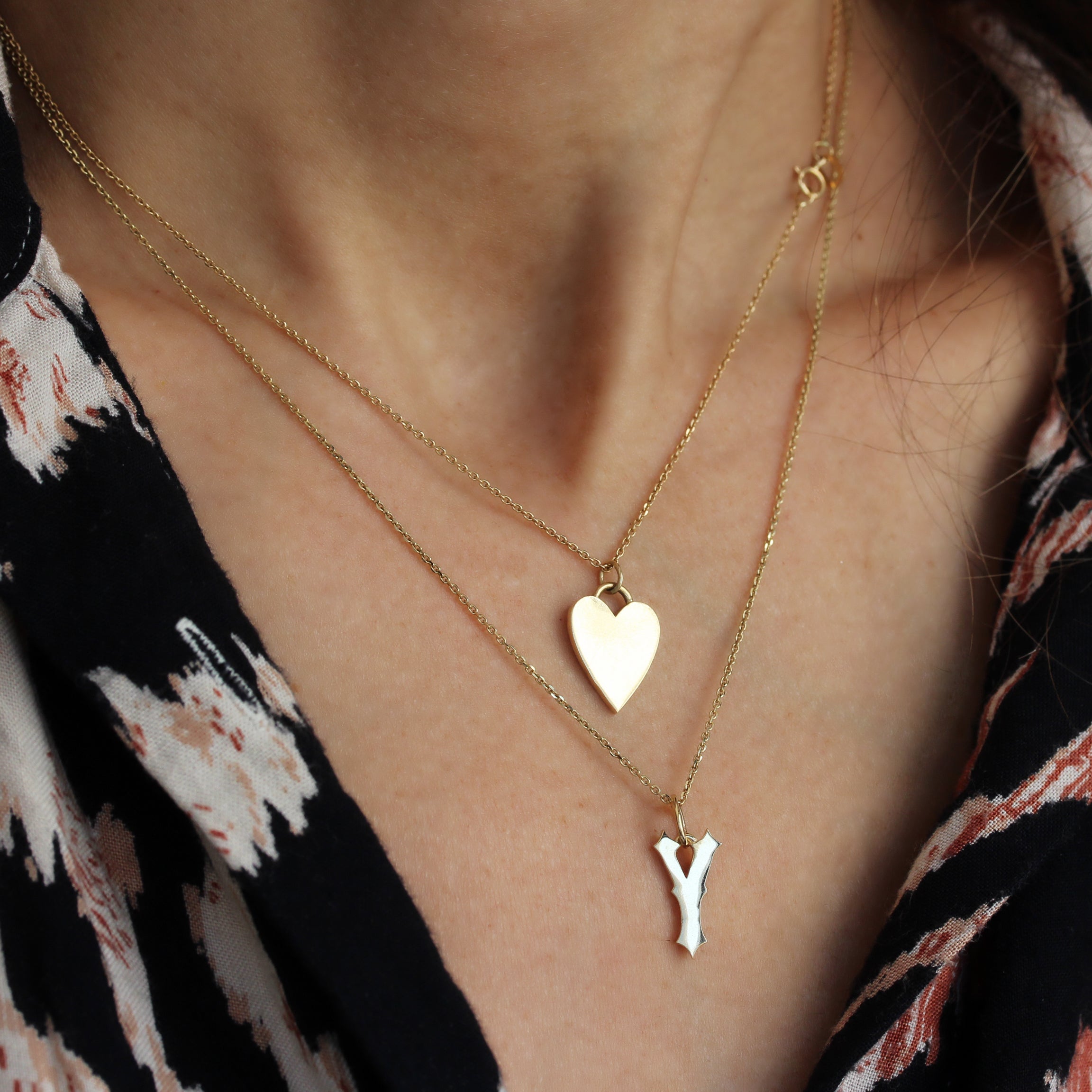 14K Solid Gold Heart Charm Pendant