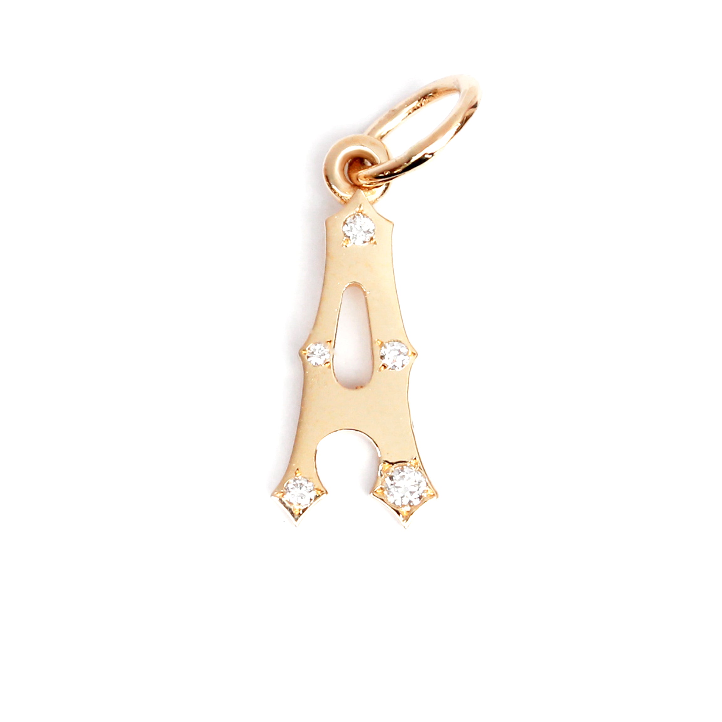 Gumbo Initial Pendant Diamond Dots 14k Gold Personalized Jewelry