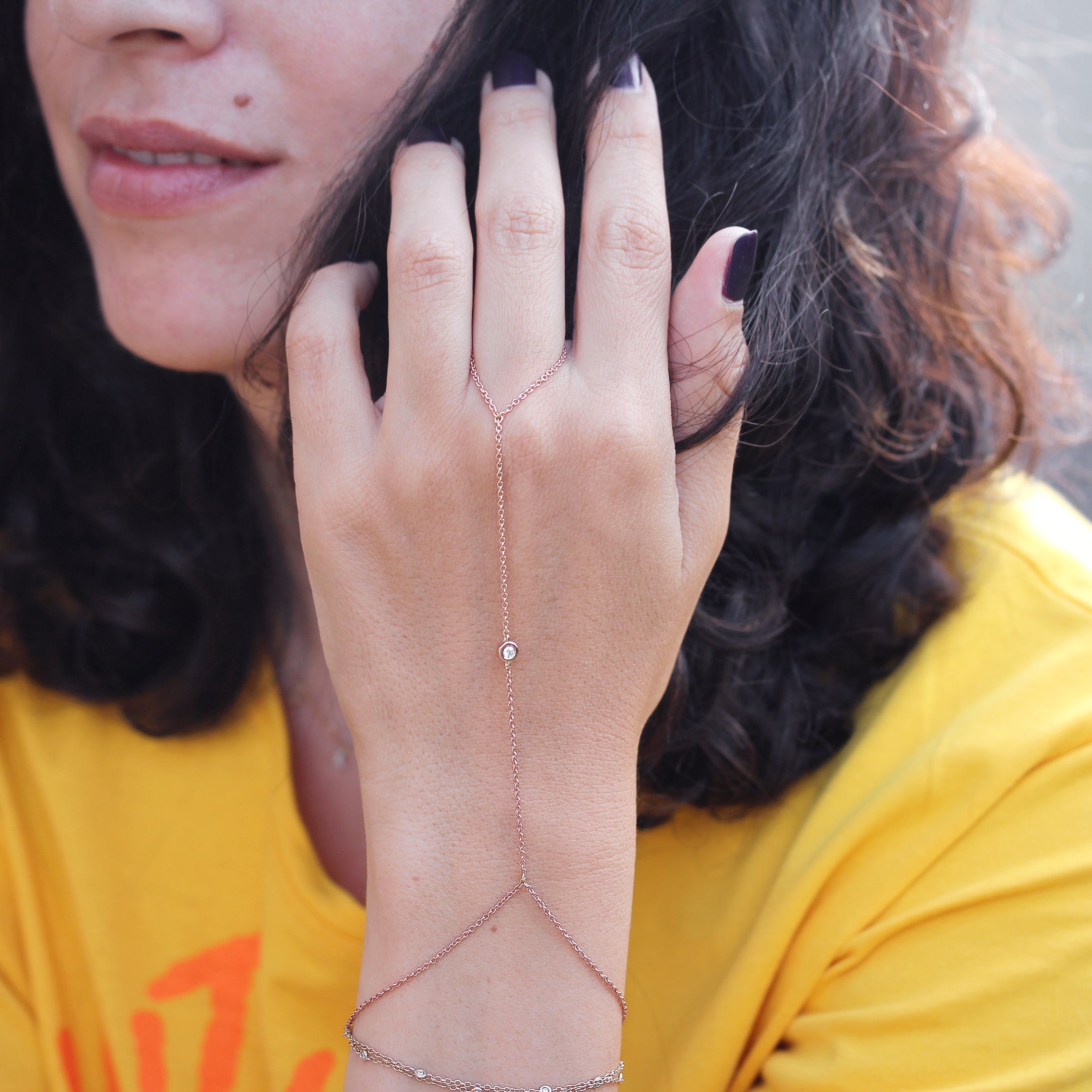 One Diamond Hand Chain, Ring Hand Bracelet
