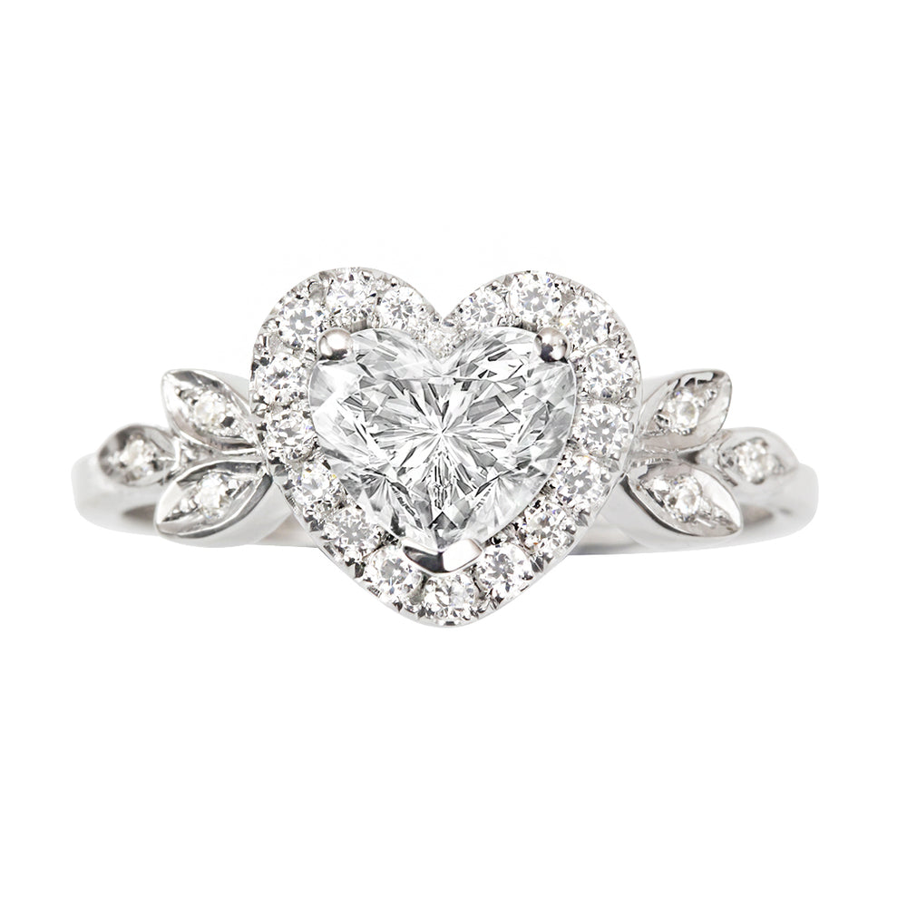 Blossom Heart Diamond Halo Unique Engagement Ring ♥ | sillyshinydiamonds