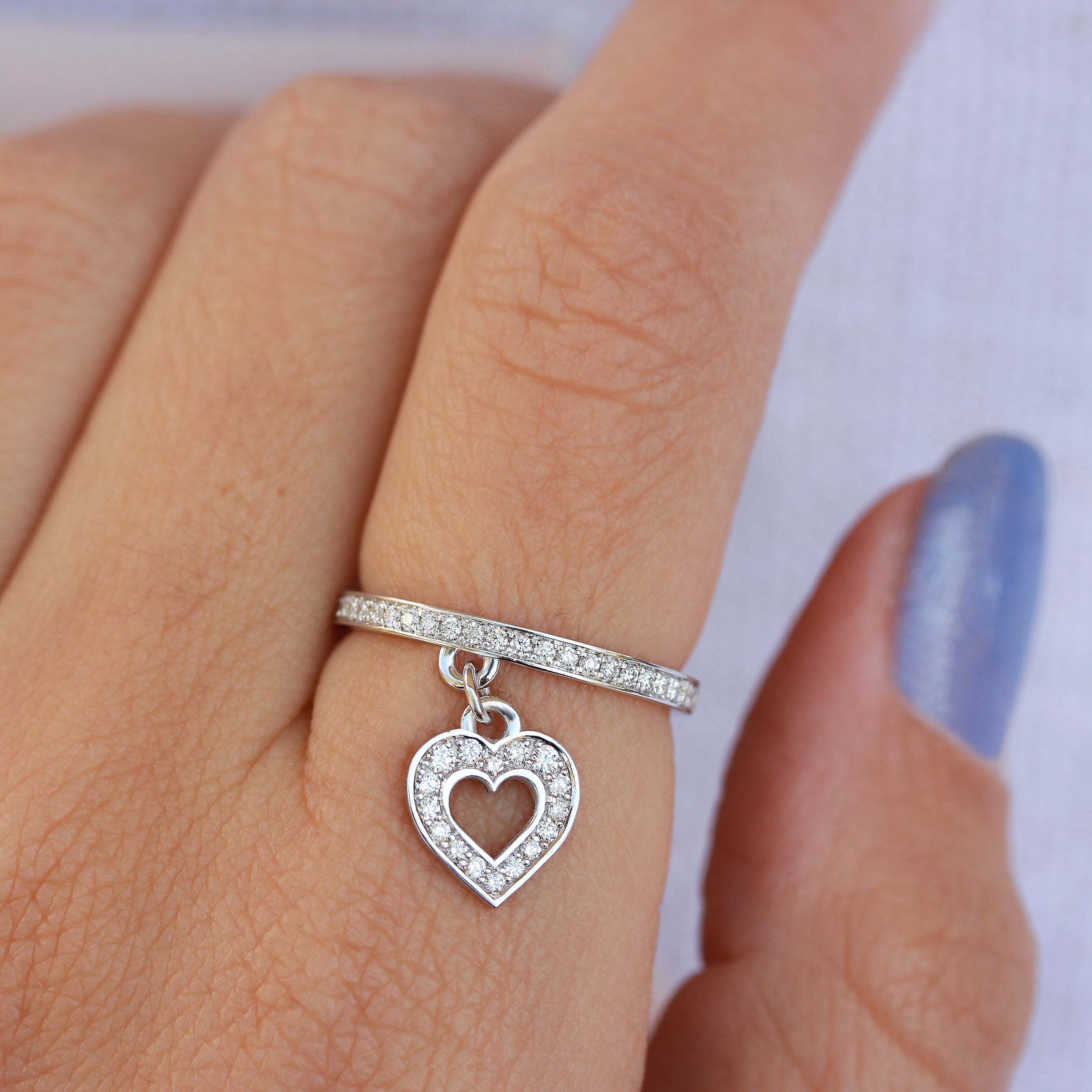 Heart Charm Diamond Ring - LEV