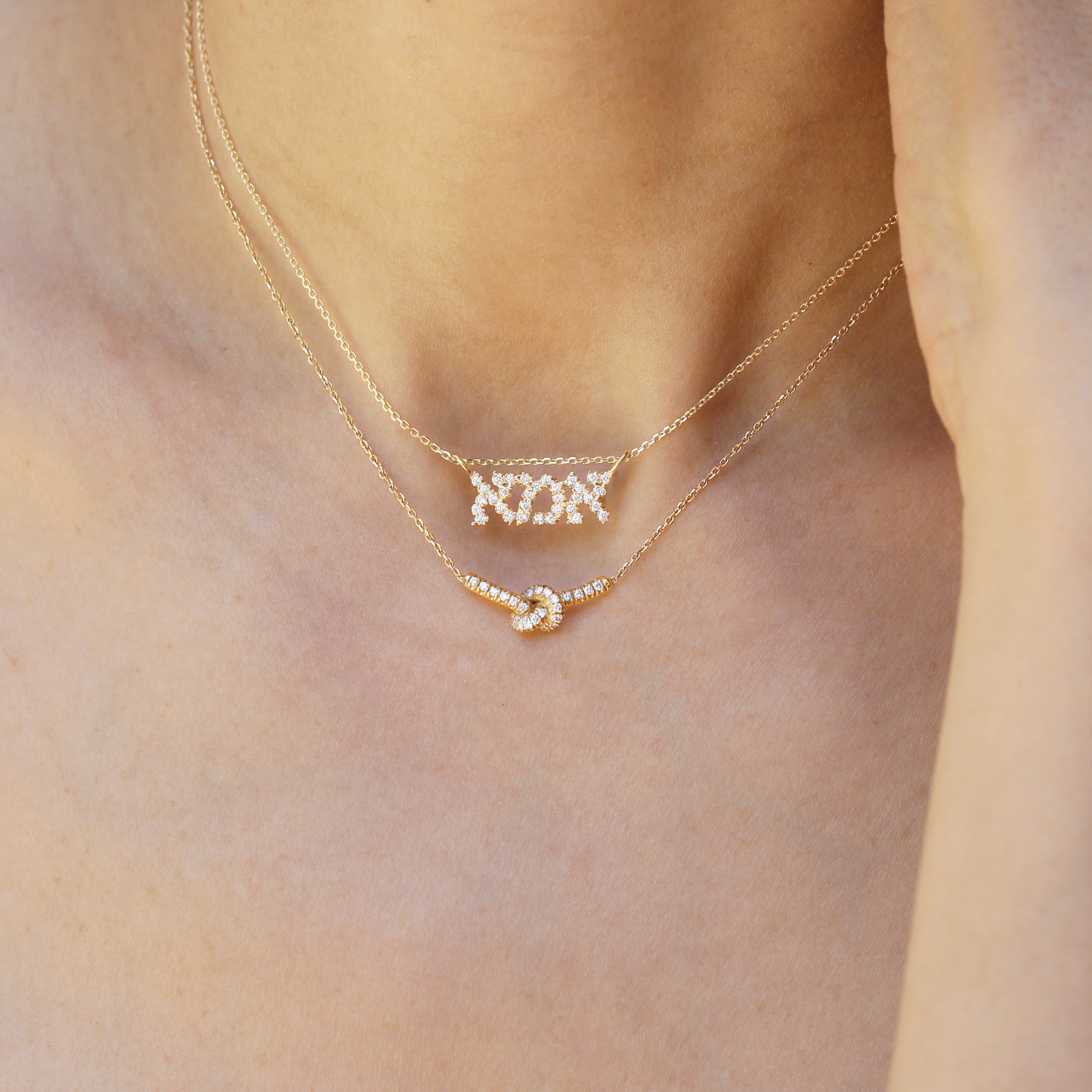 Hebrew Mom Necklace, 14K Solid Gold & Diamond Mother Necklace