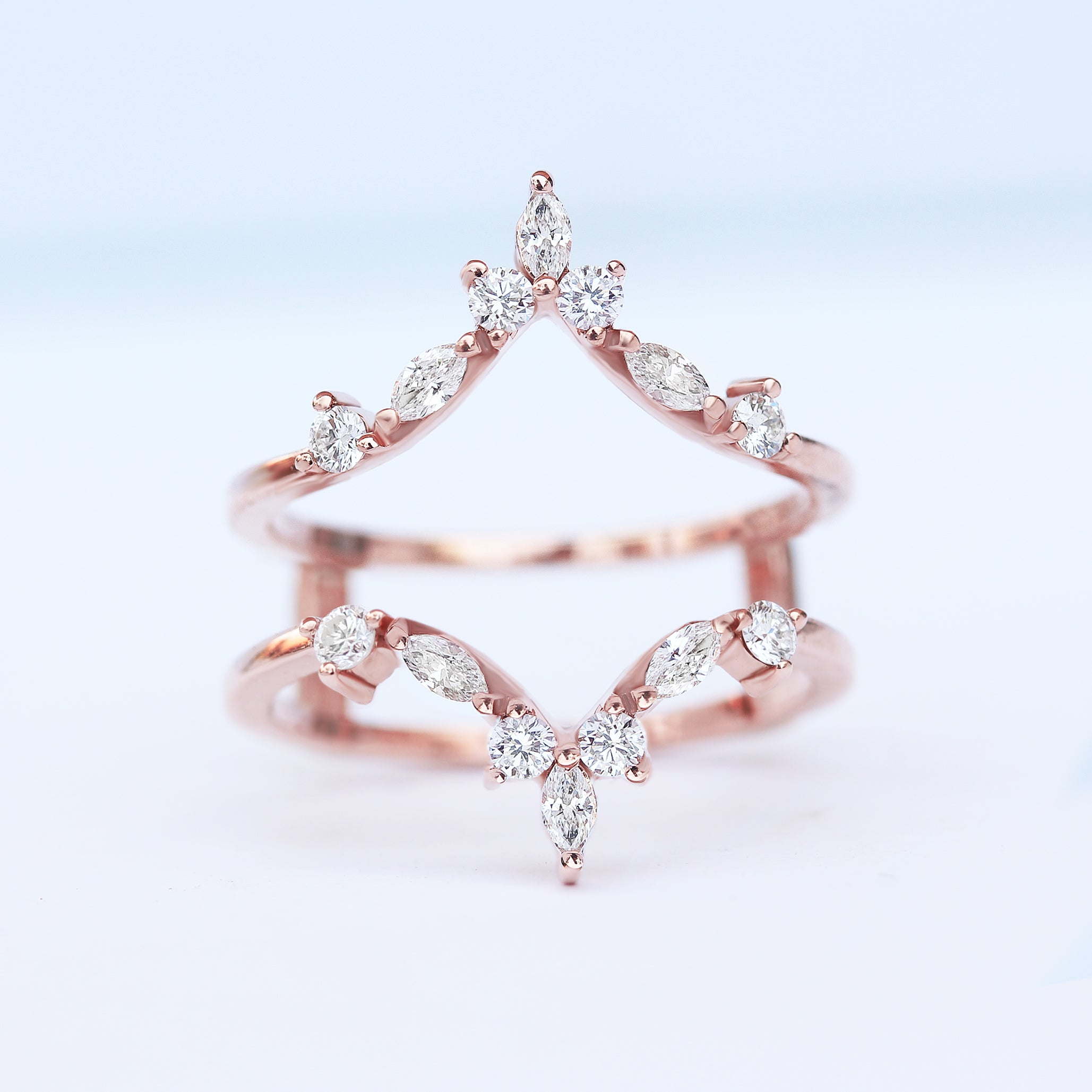 Pear Diamond Halo Twist Shank Unique Engagement & two Hermès Wedding Rings Guard Enhancer - sillyshinydiamonds